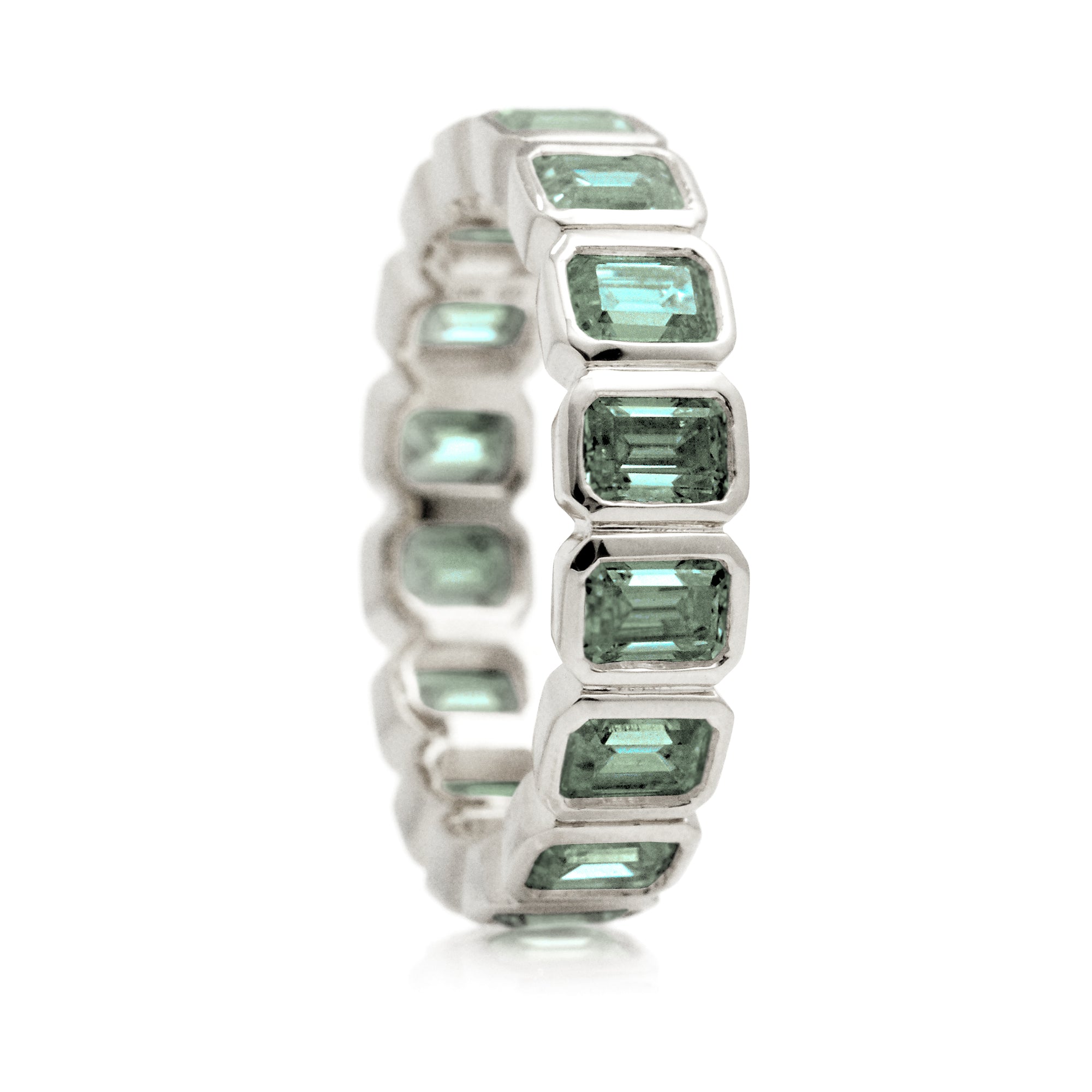 The Bella Emerald Cut Green Sapphire Eternity Band (Lab-Grown)