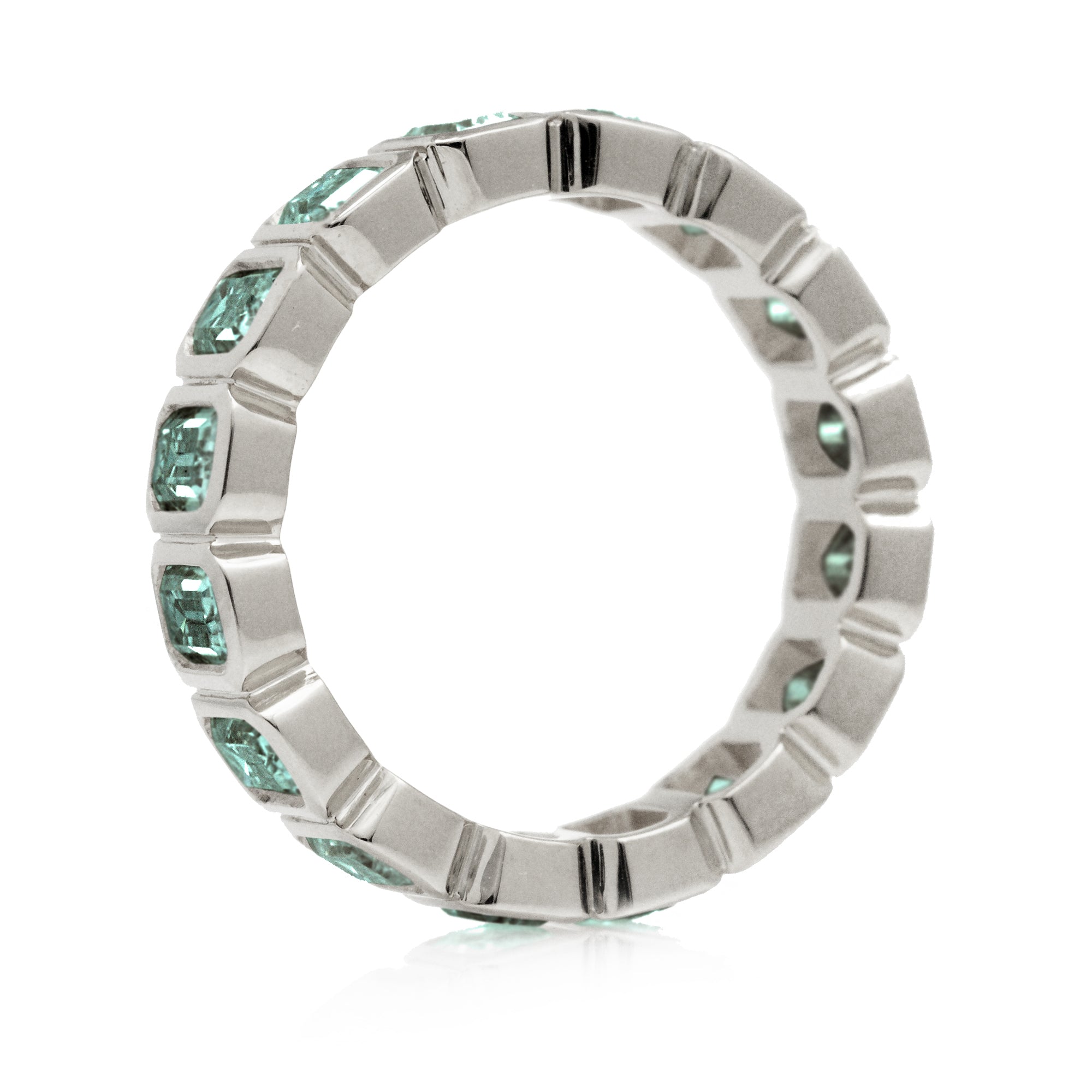 The Bella Emerald Cut Green Sapphire Eternity Band (Lab-Grown)