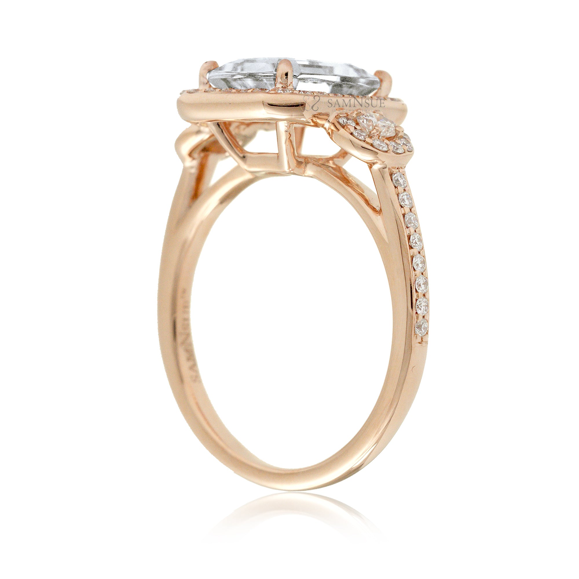 All Diamond Engagement Ring – Emerald Cut with Diamond Accents