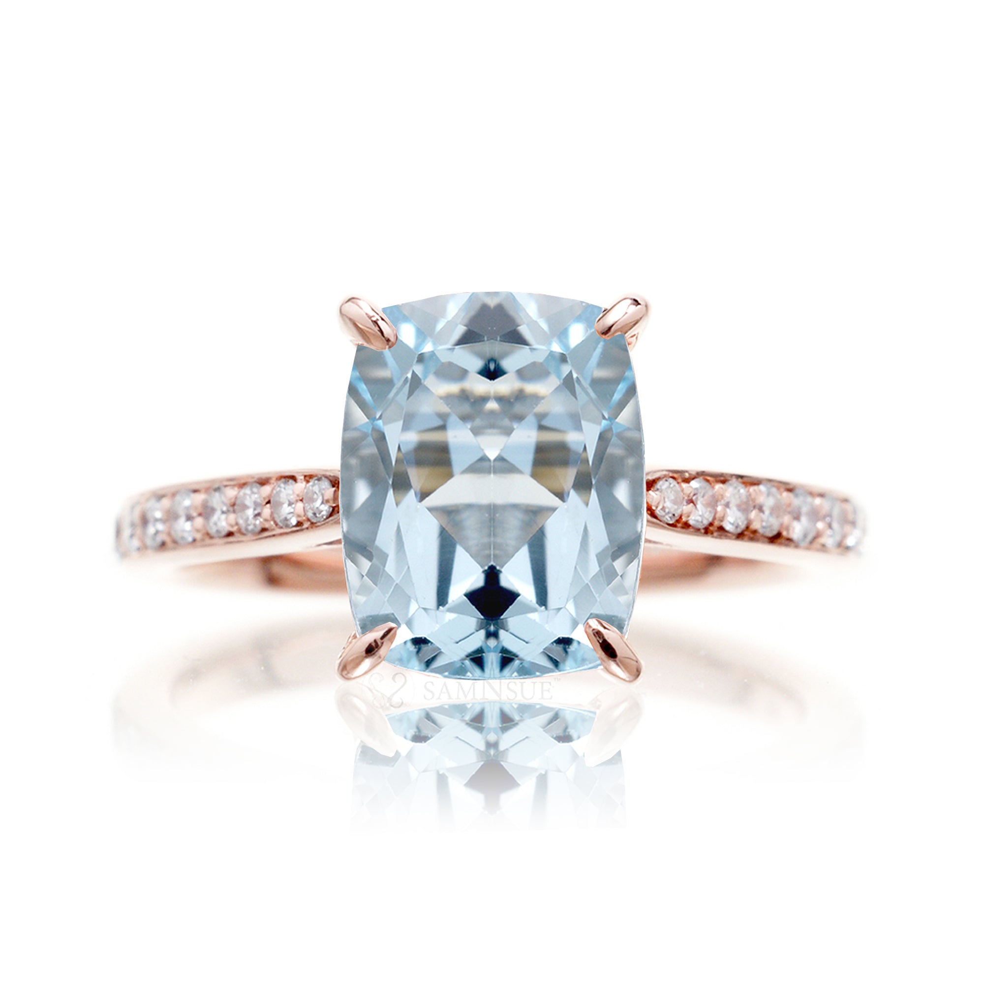 The Emily Cushion Aquamarine Ring