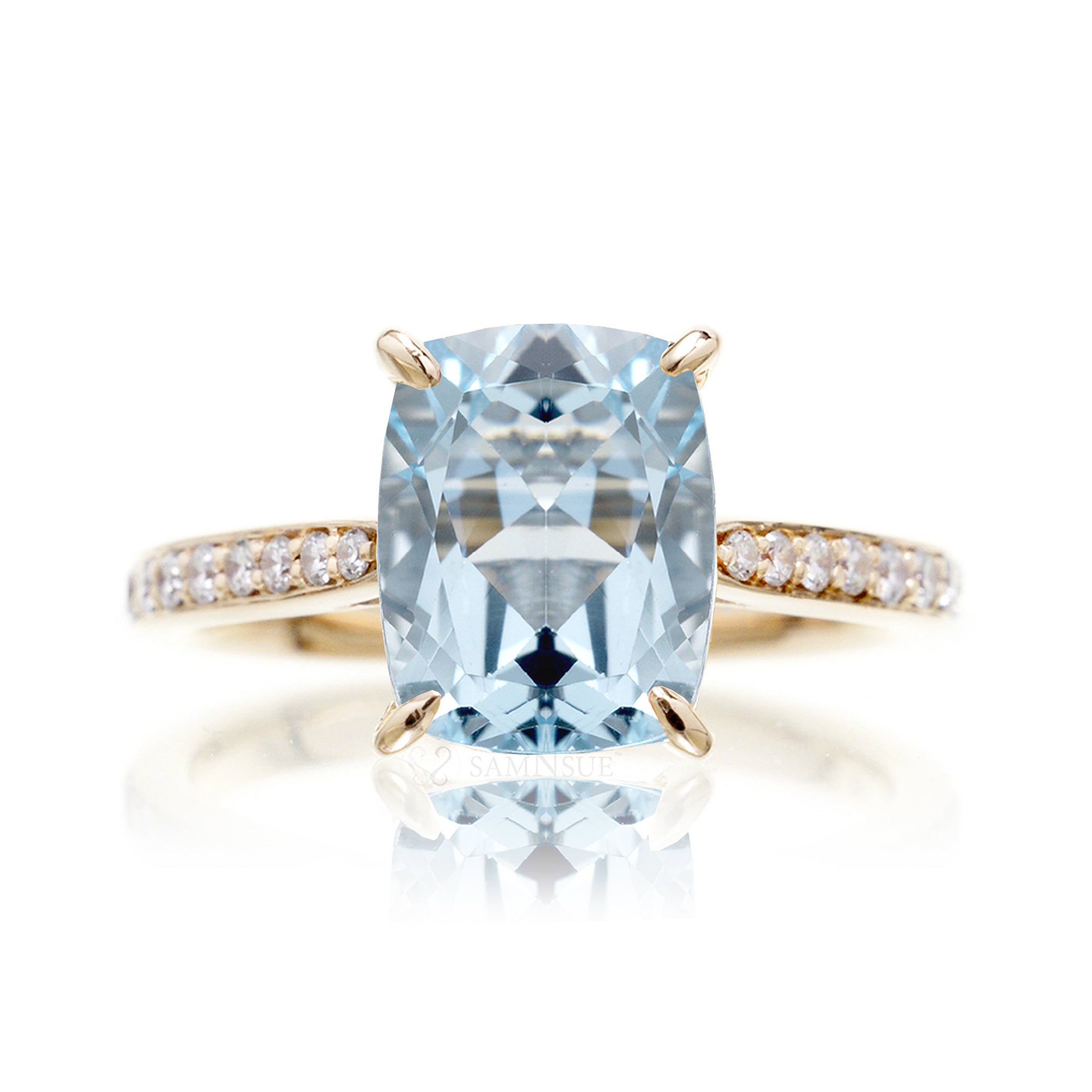 The Emily Cushion Aquamarine Ring