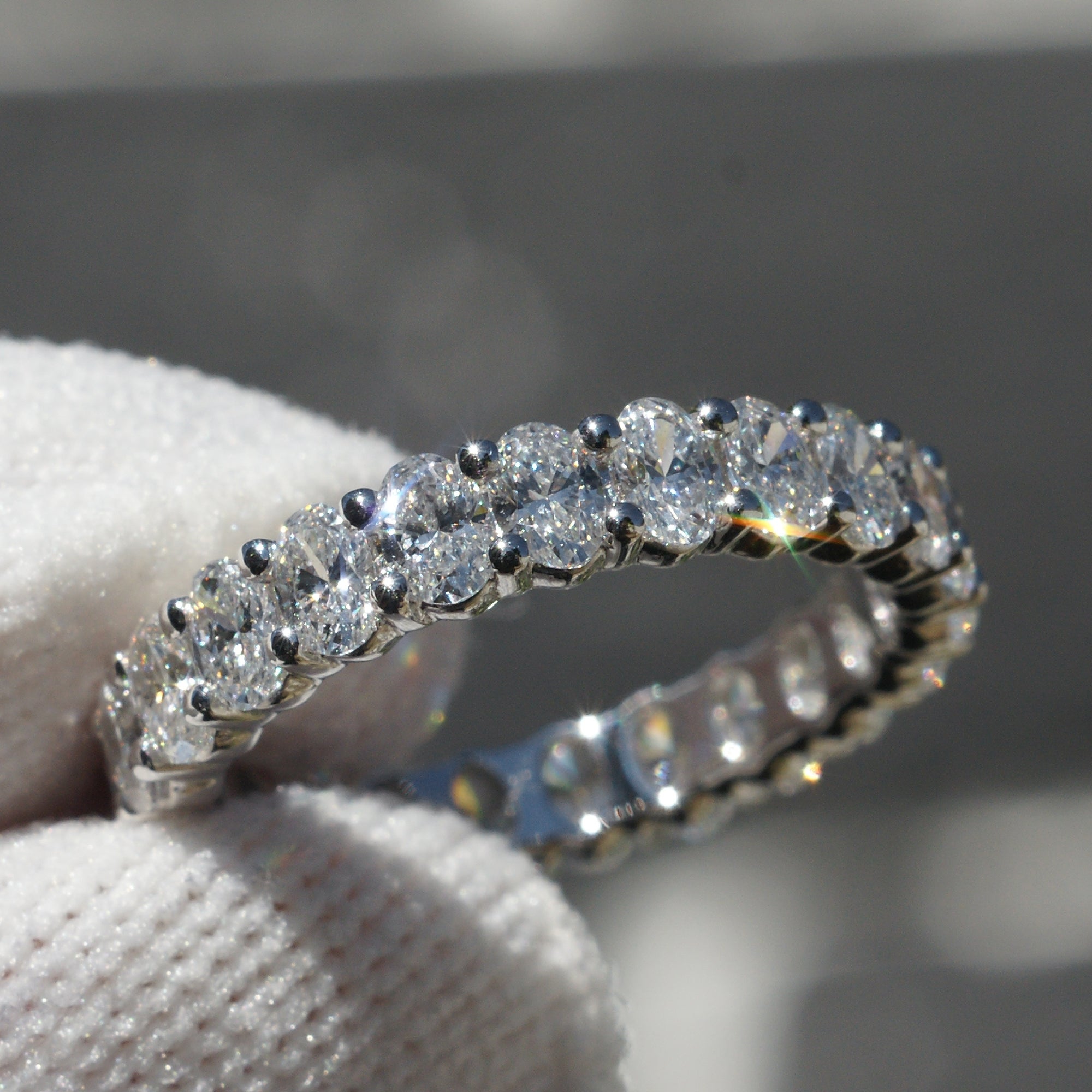 Eternity Band Oval Natural Diamonds Platinum Size 5.5 - The Amelia 2cts