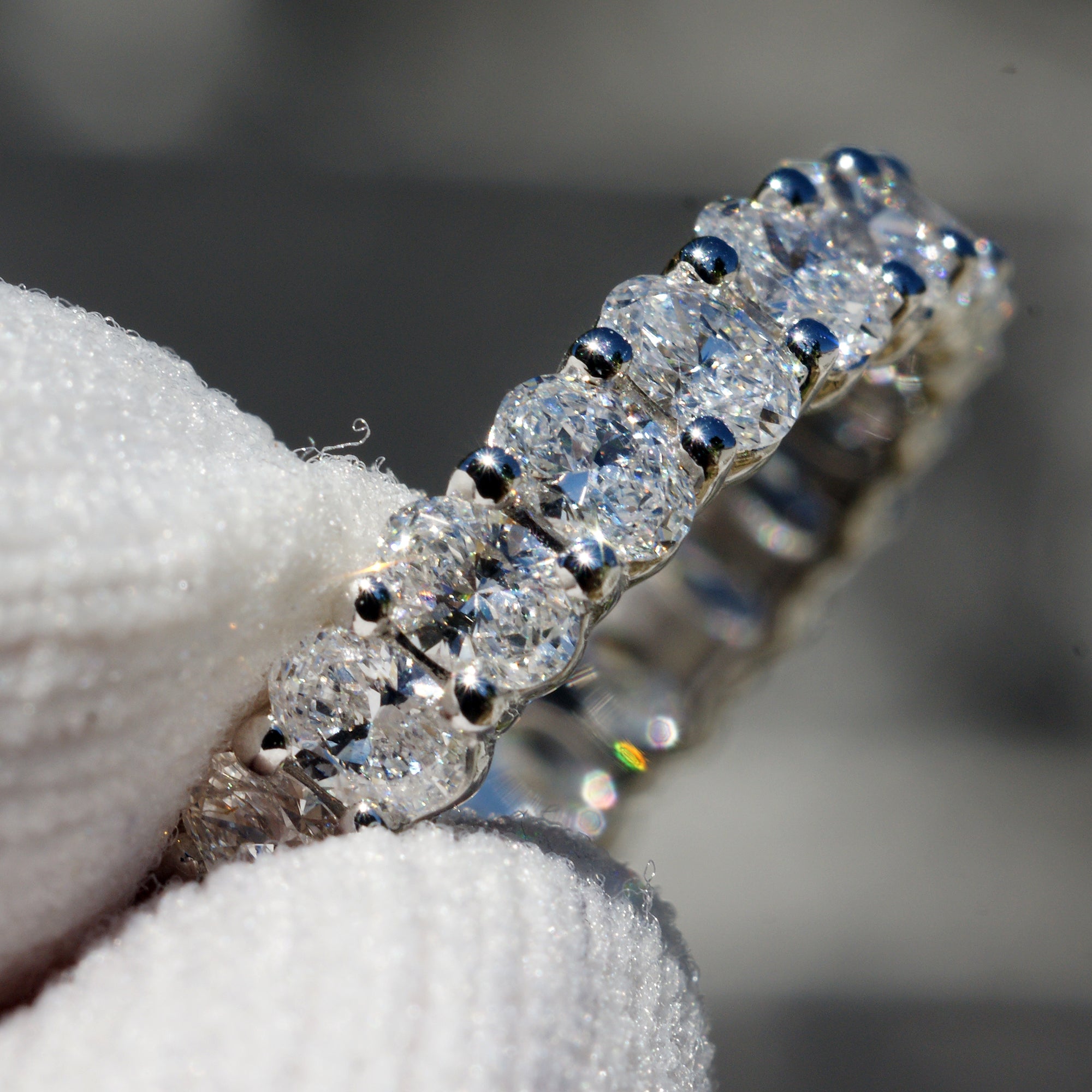 Eternity Band Oval Natural Diamonds Platinum Size 5.5 - The Amelia 2cts