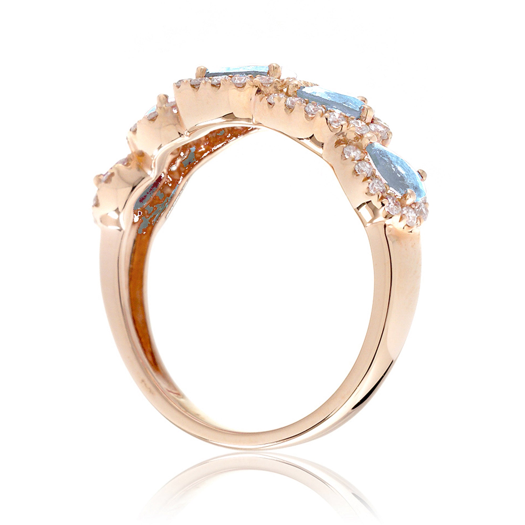 The Betty Pear Aquamarine & Diamond Halo Band