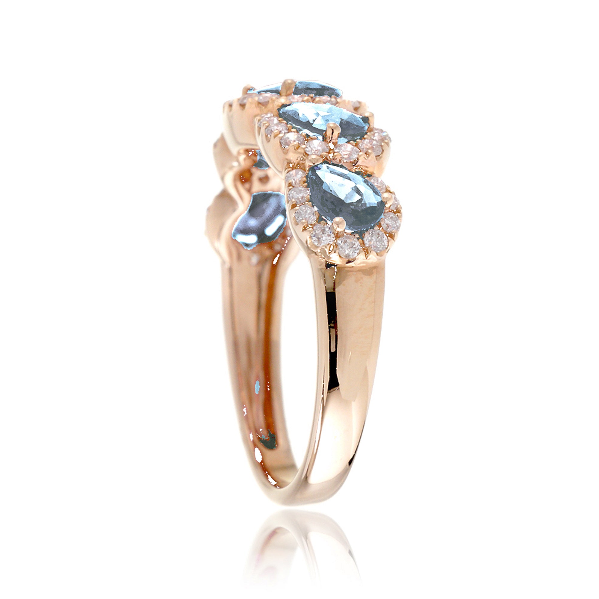 The Betty Pear Aquamarine & Diamond Halo Band