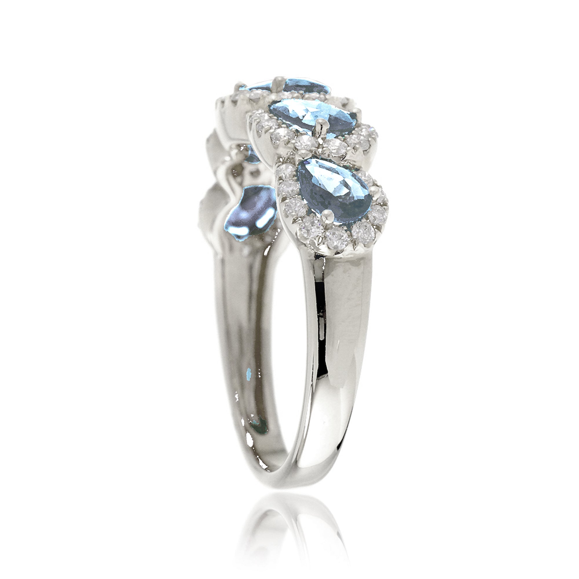 The Betty Pear Aquamarine & Diamond Halo Band