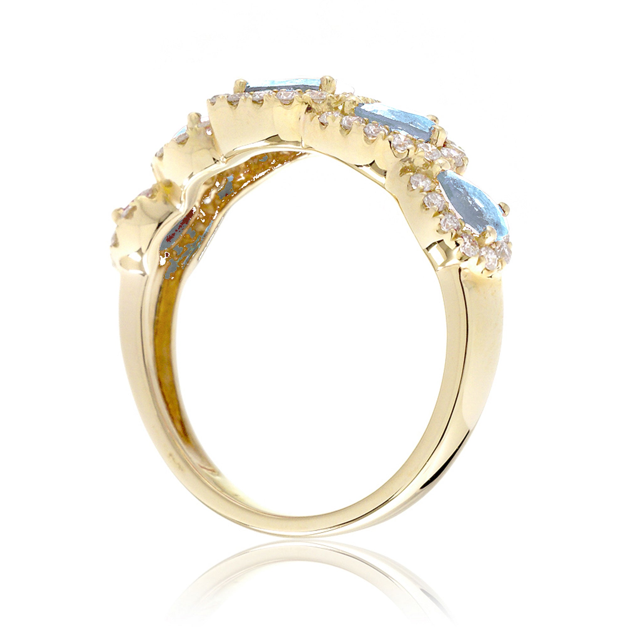 The Betty Pear Aquamarine & Diamond Halo Band