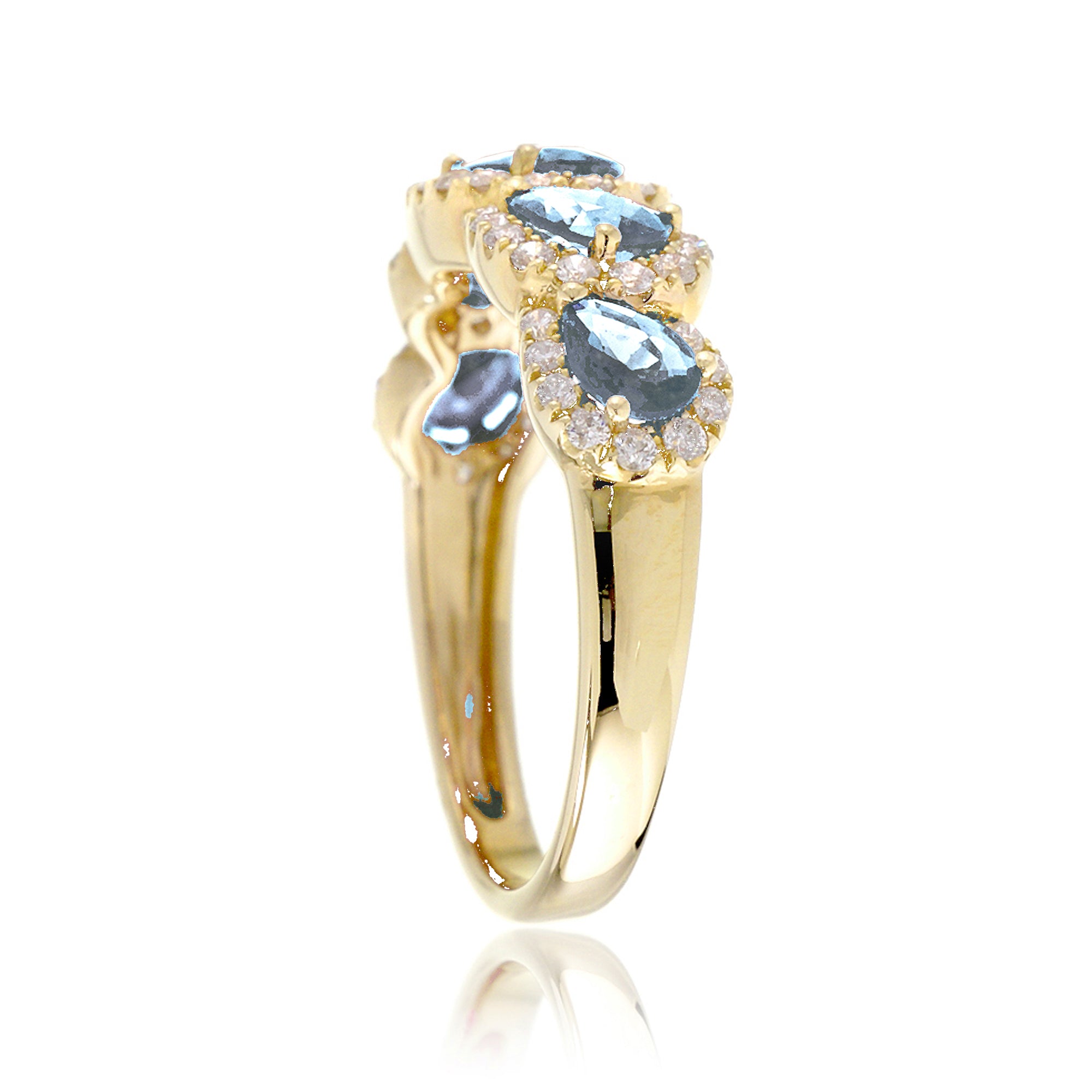 The Betty Pear Aquamarine & Diamond Halo Band