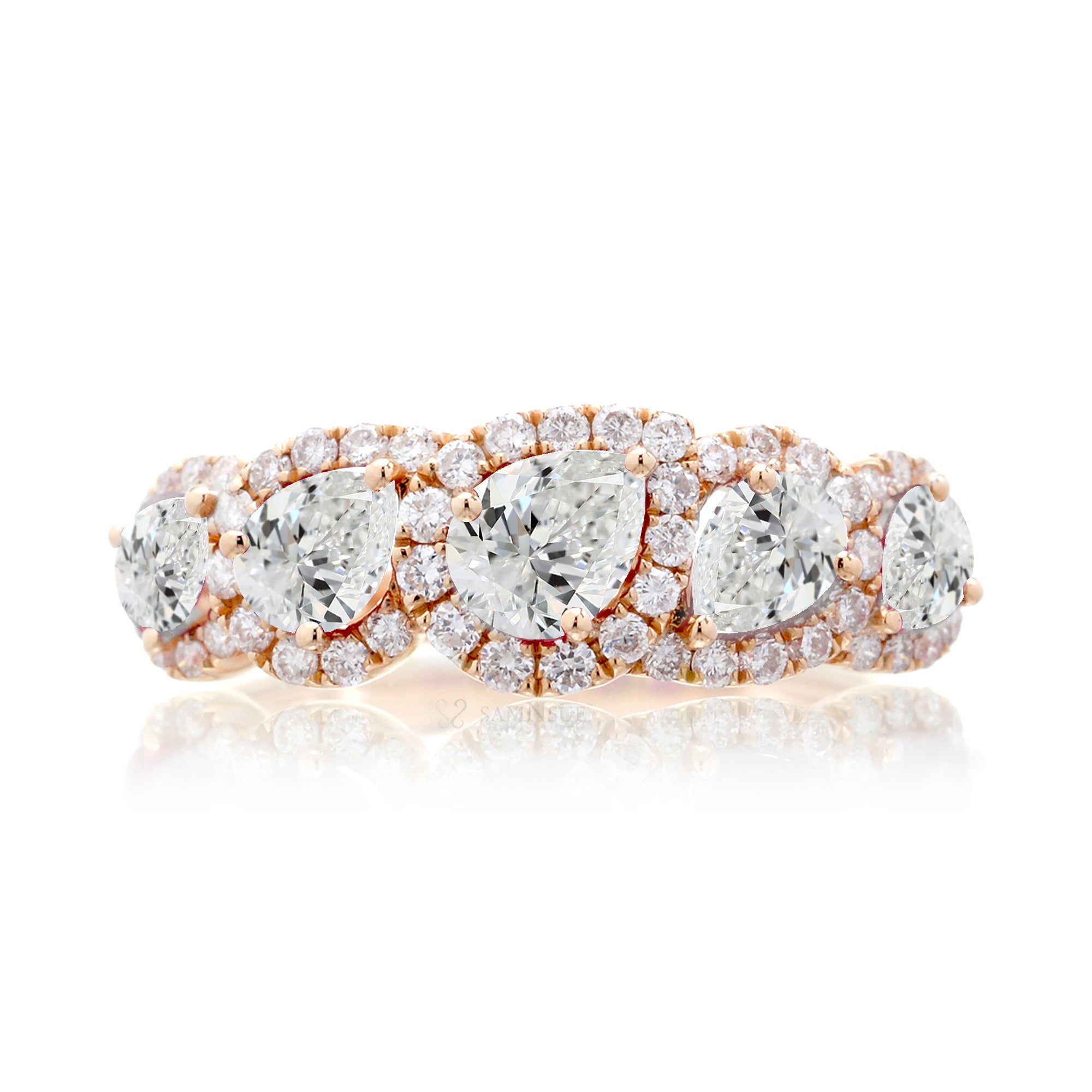 The Betty Pear Diamond Halo Band