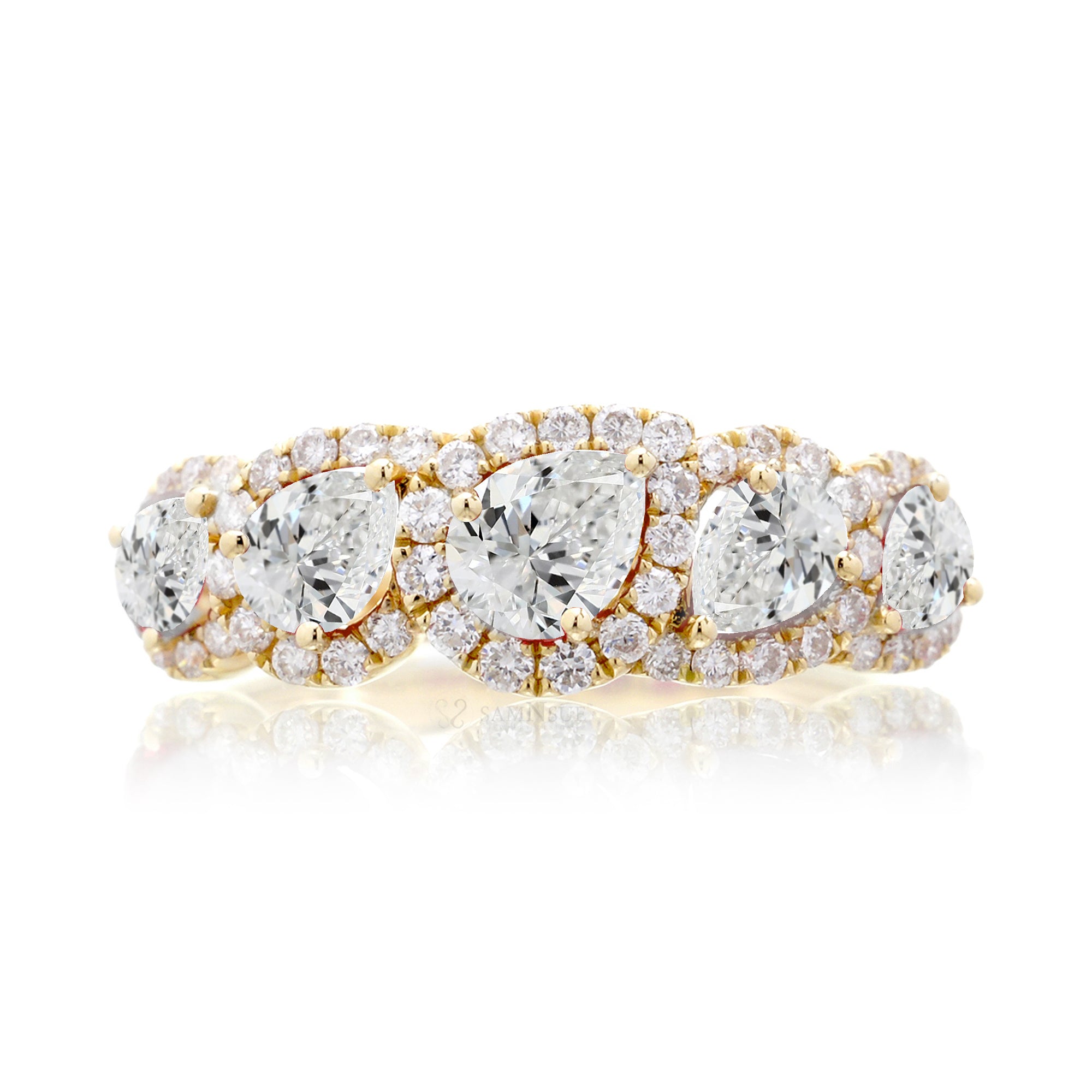 The Betty Pear Diamond Halo Band