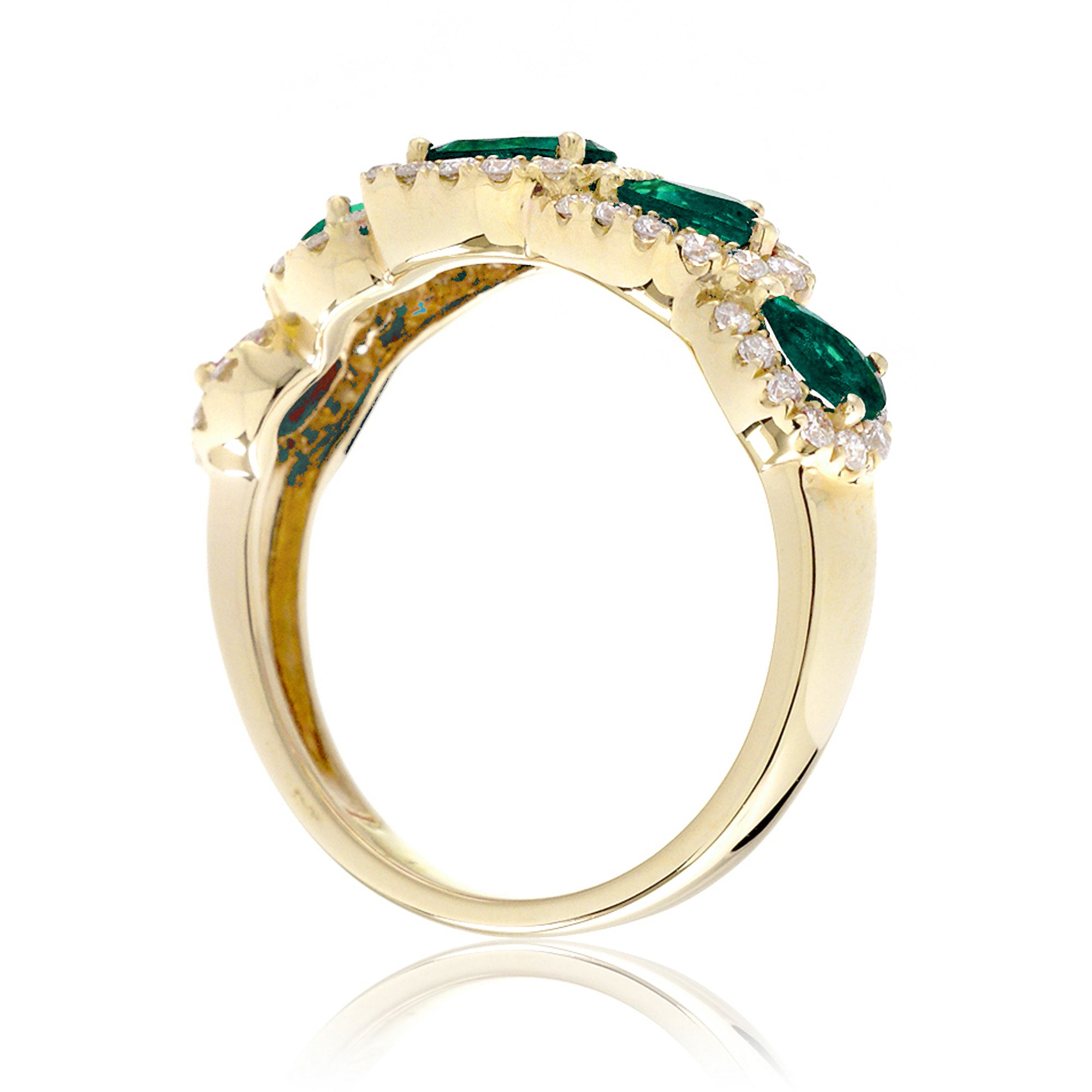 The Betty Pear Emerald & Diamond Halo Band