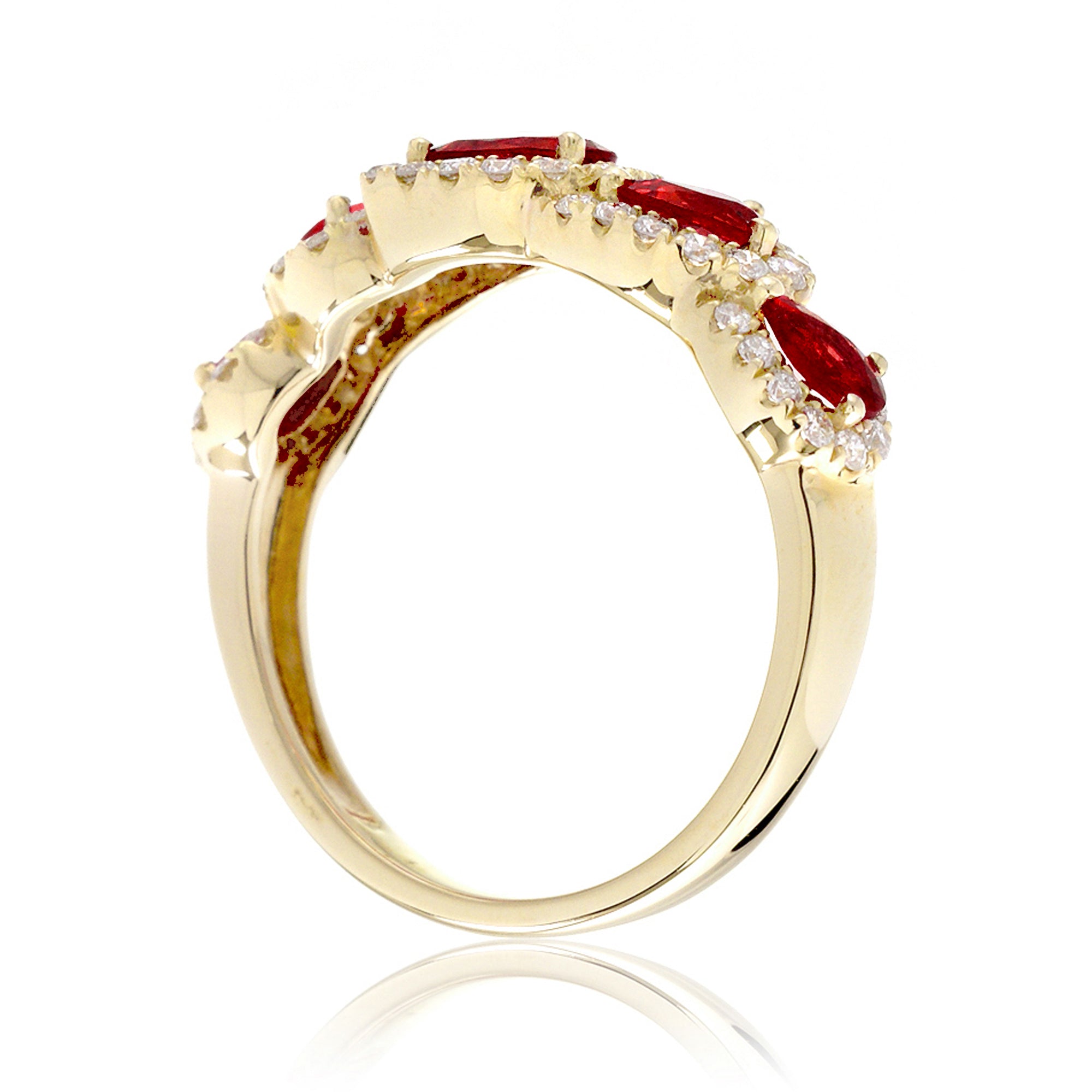 The Betty Pear Ruby & Diamond Halo Band