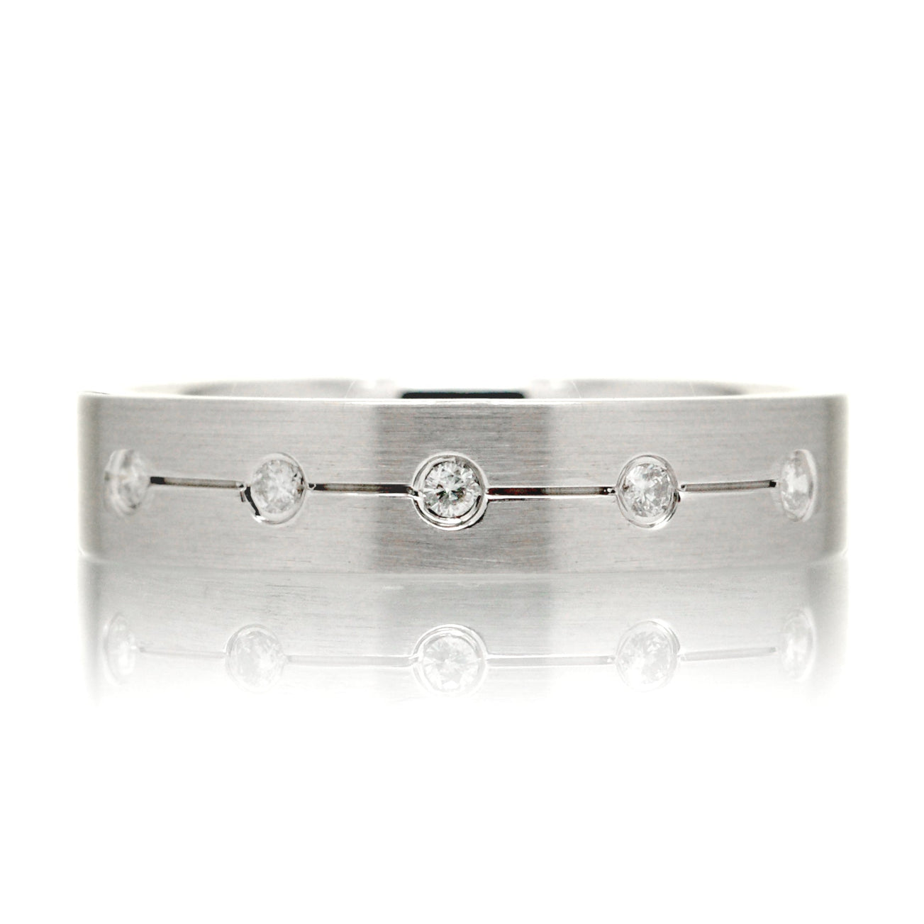 Flat Diamond Wedding Band Satin Finish