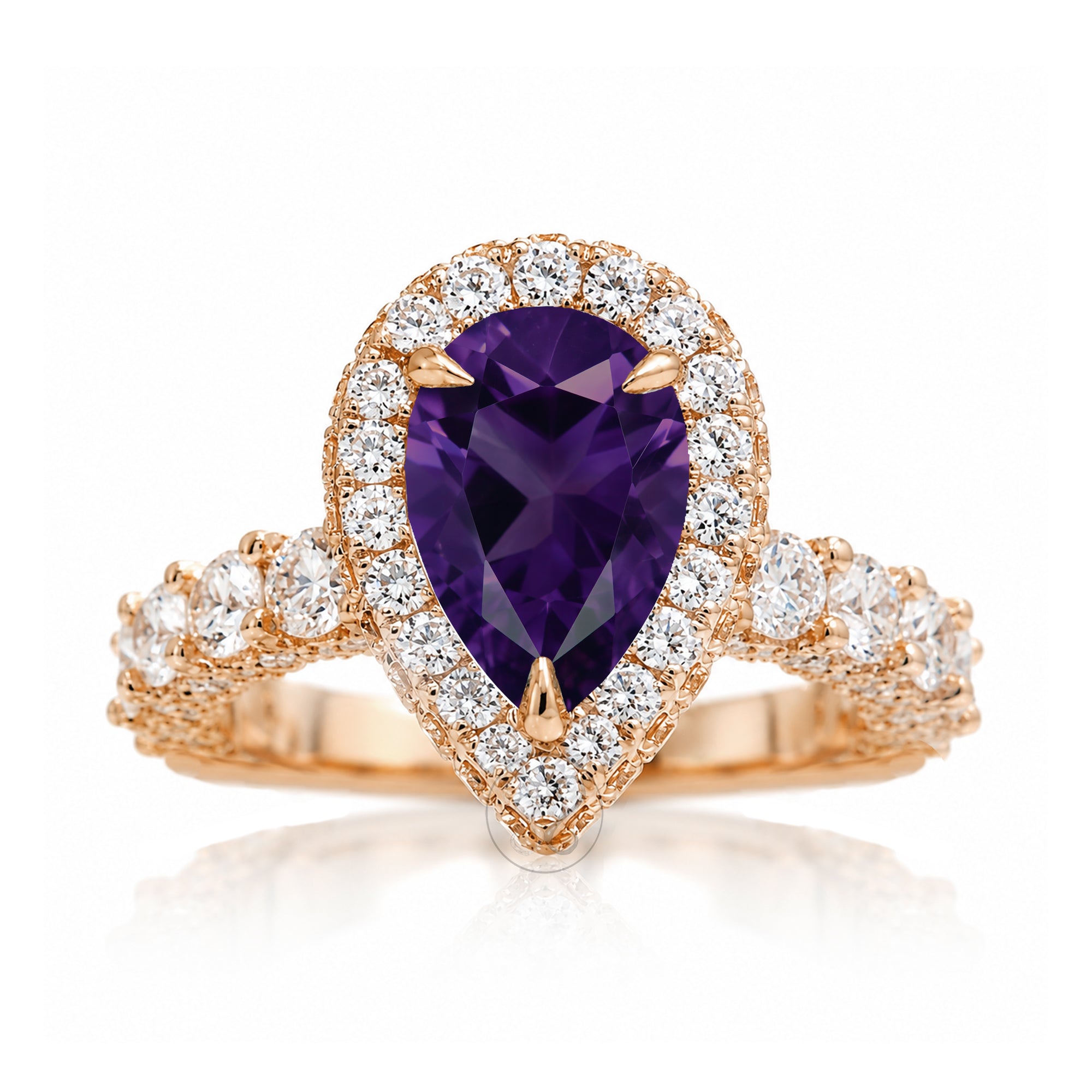 The Florence Pear Amethyst Ring