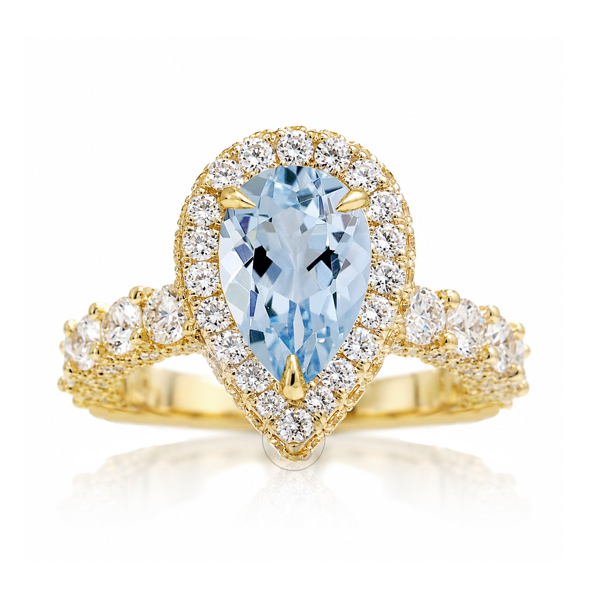The Florence Pear Cut Aquamarine Ring