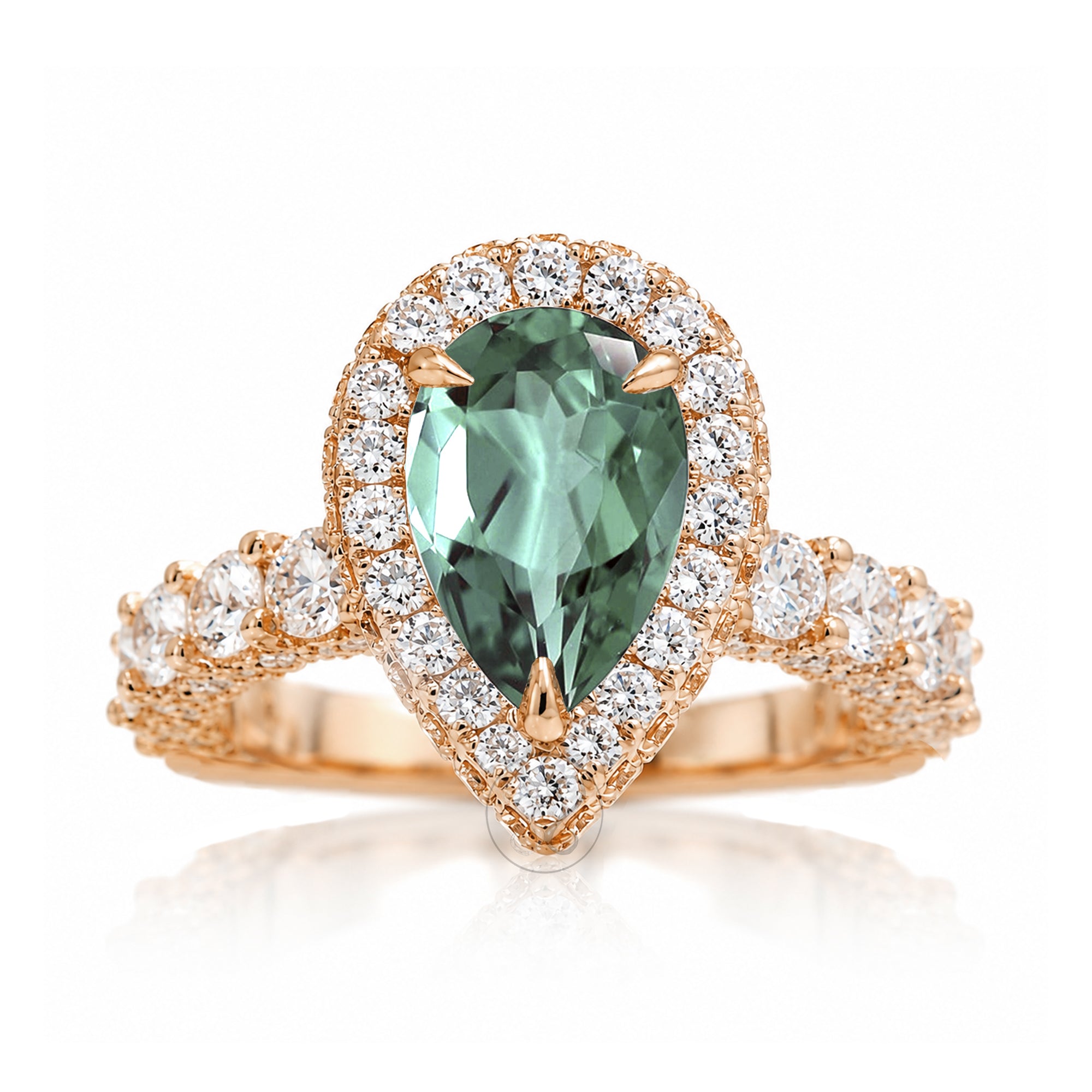 The Florence Pear Green Sapphire Ring