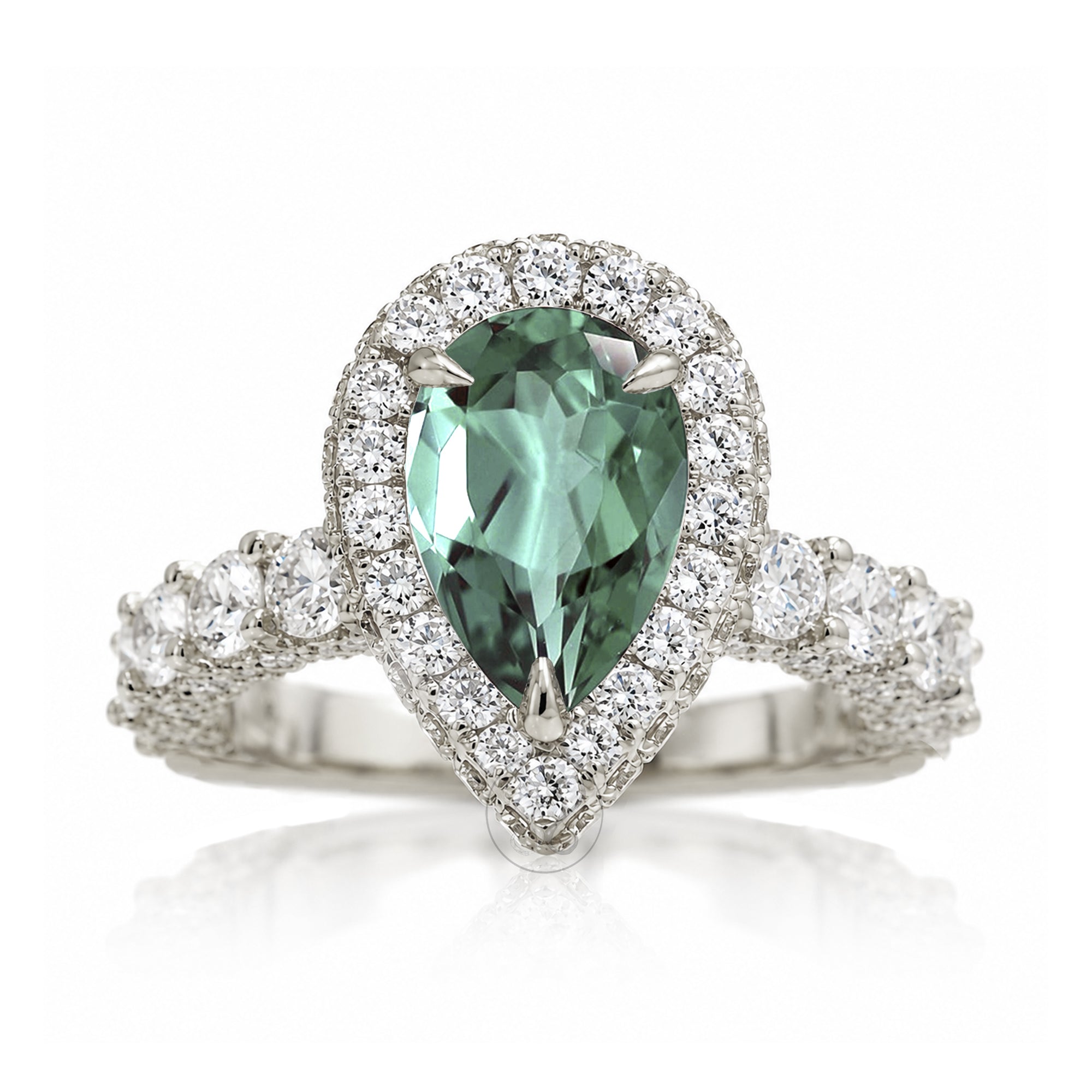 The Florence Pear Green Sapphire Ring