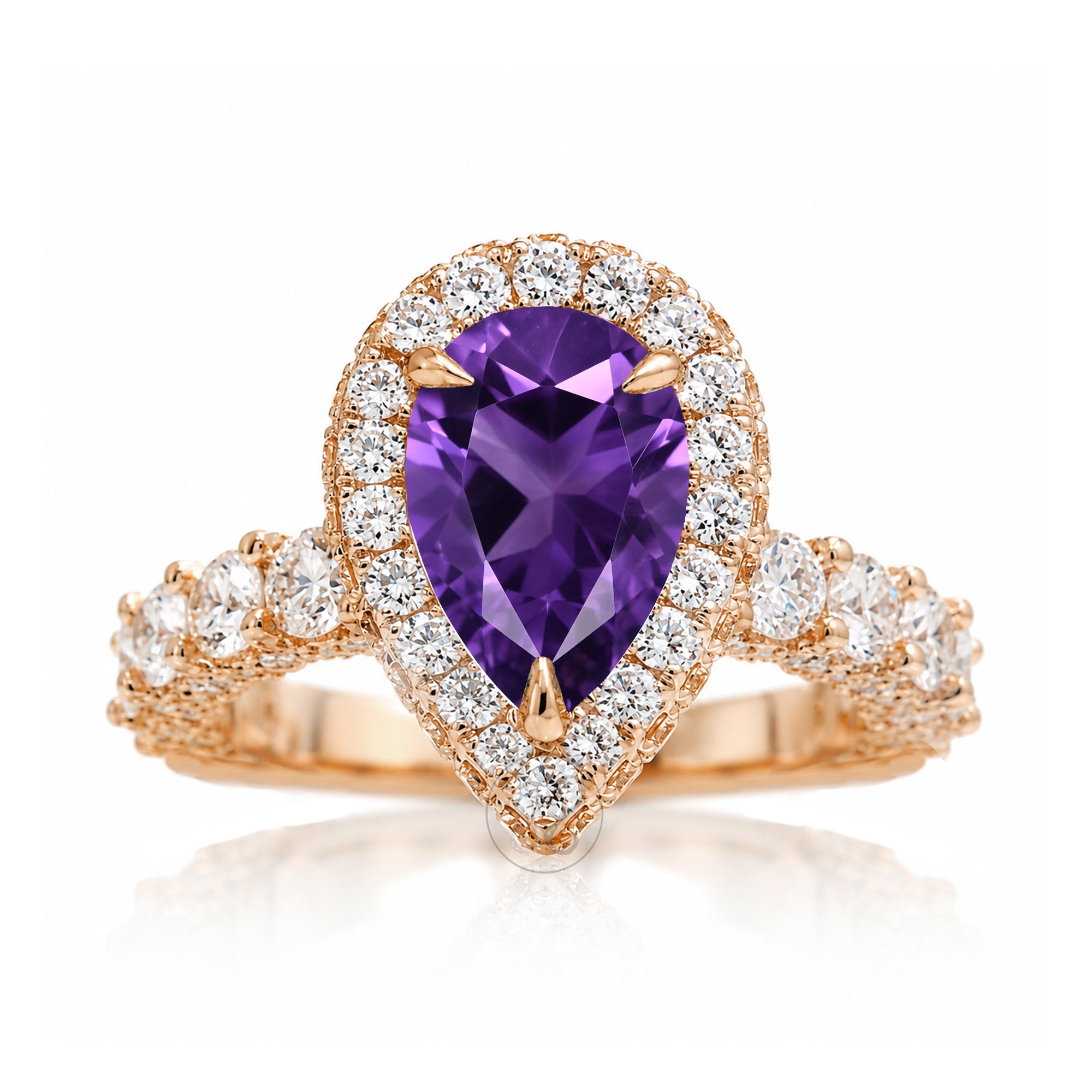 The Florence Pear Amethyst Ring