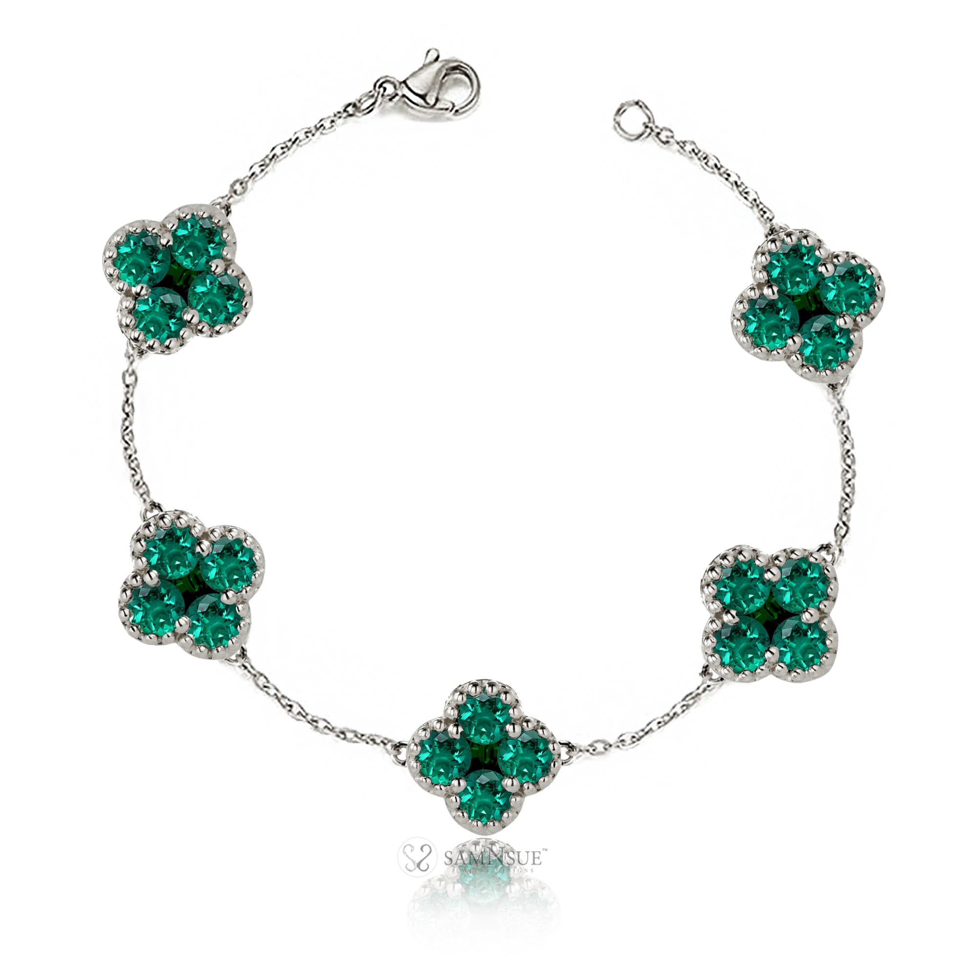 Clover emerald bracelet white gold