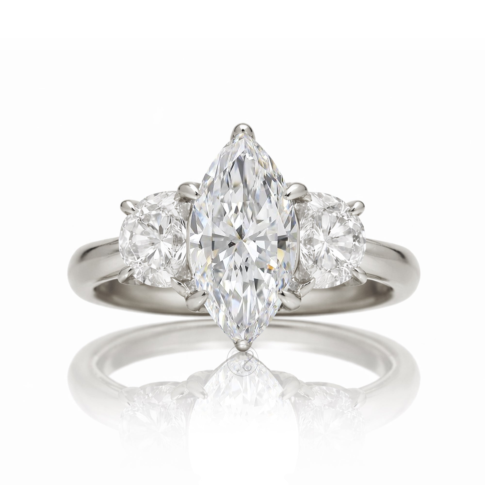 The Claire Marquise Cut Diamond Half Moon Ring
