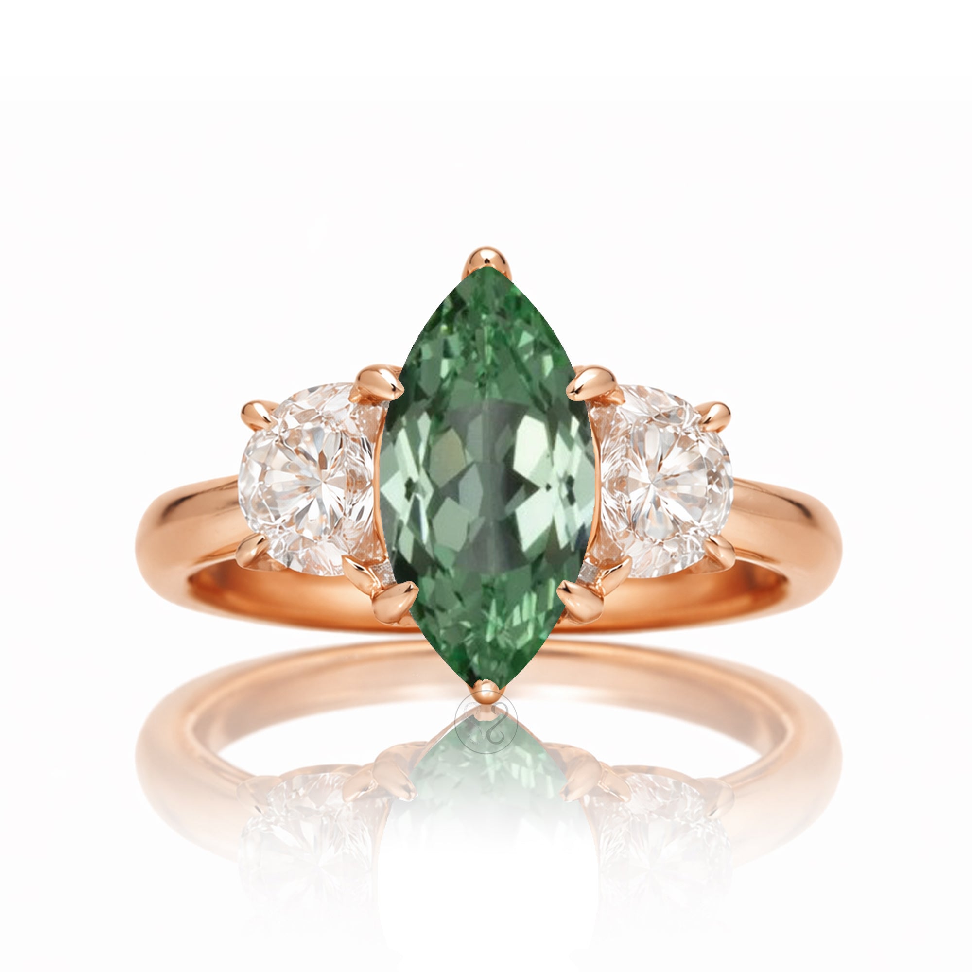The Claire Pear Cut Green Sapphire Half Ring
