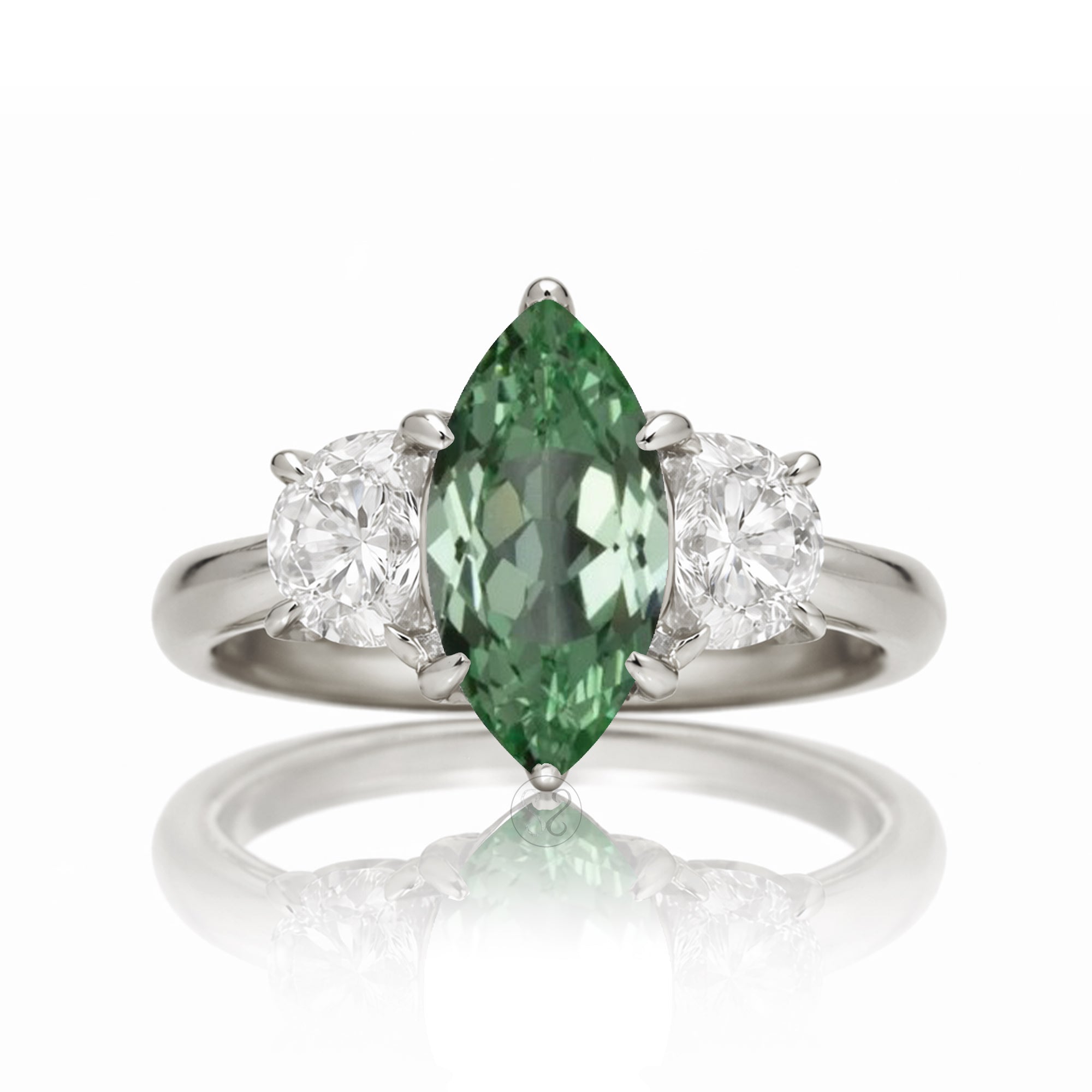 The Claire Pear Cut Green Sapphire Half Ring