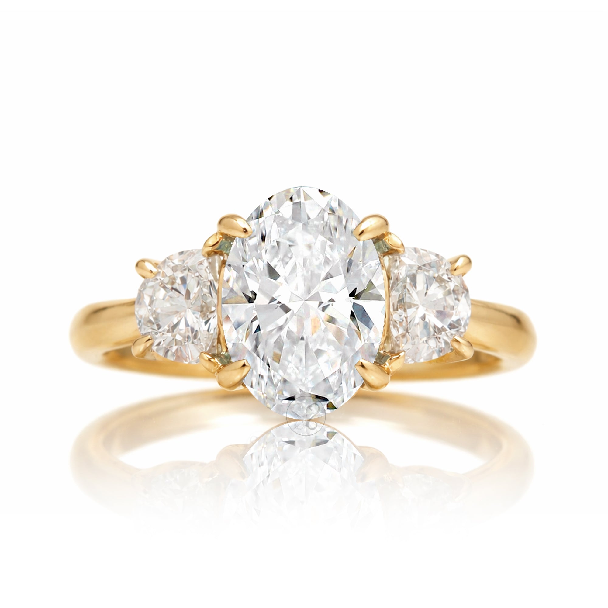 Past present future half moon diamond ring