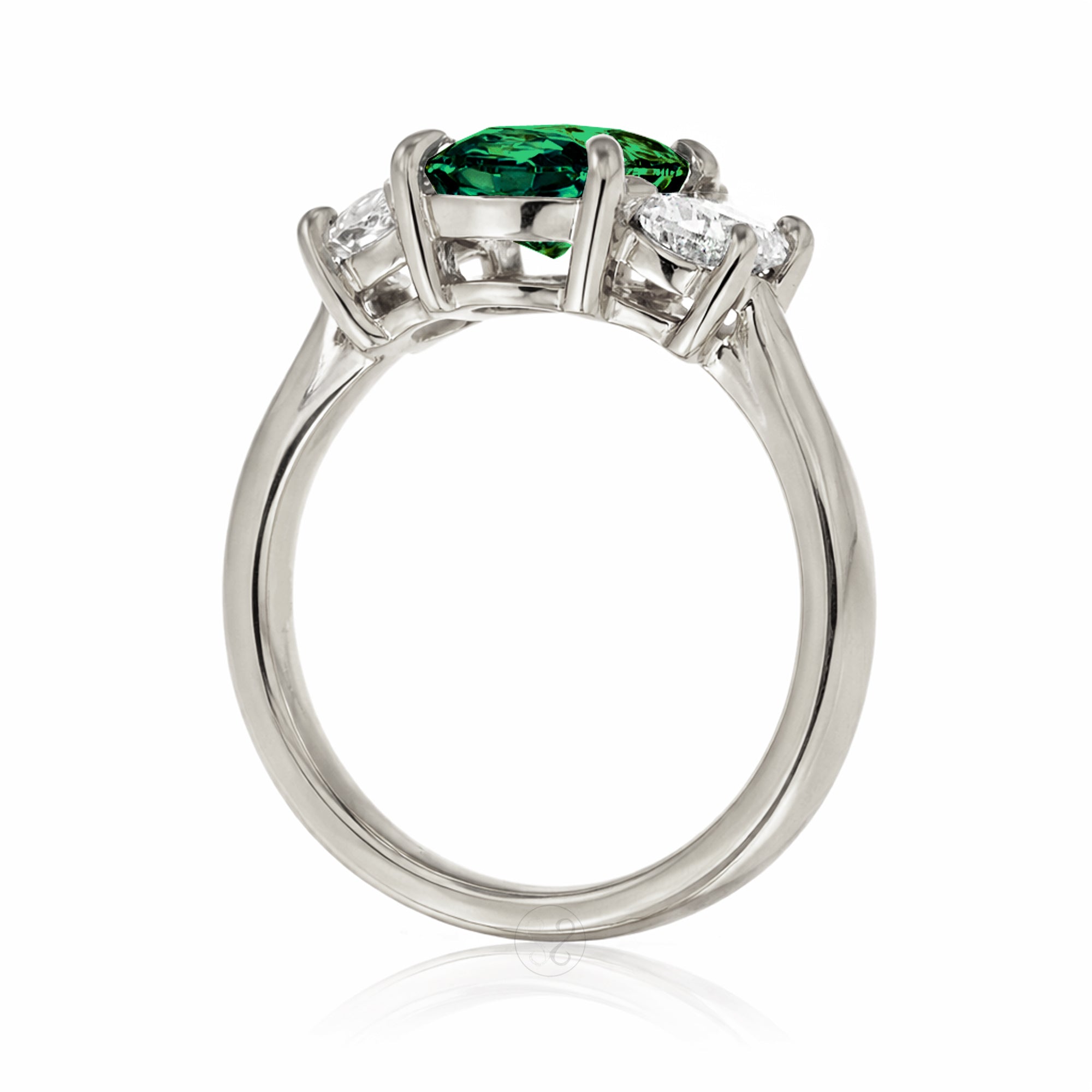 The Claire Marquise Cut Emerald Half Moon Ring
