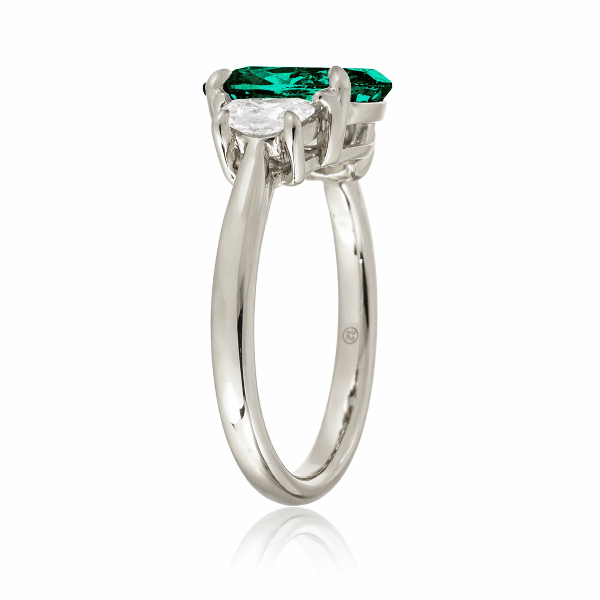 The Claire Marquise Cut Emerald Half Moon Ring