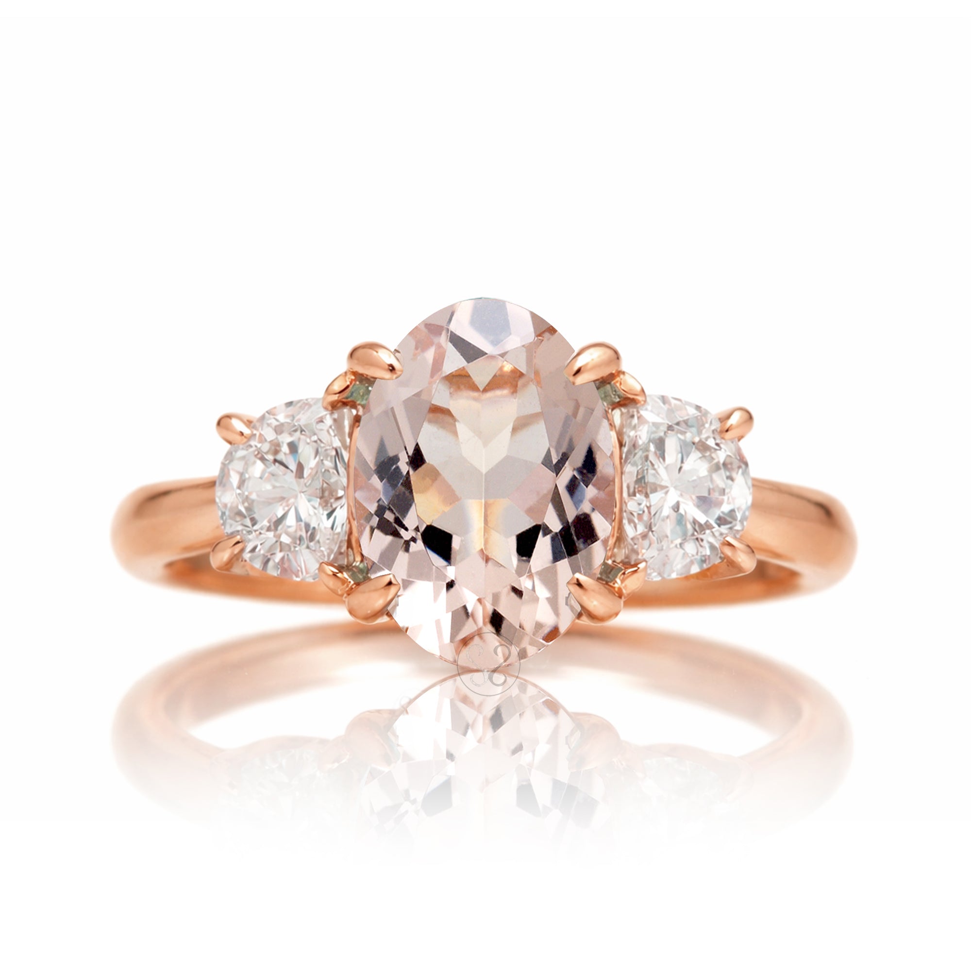 The Claire Oval Cut Morganite Half Moon Ring