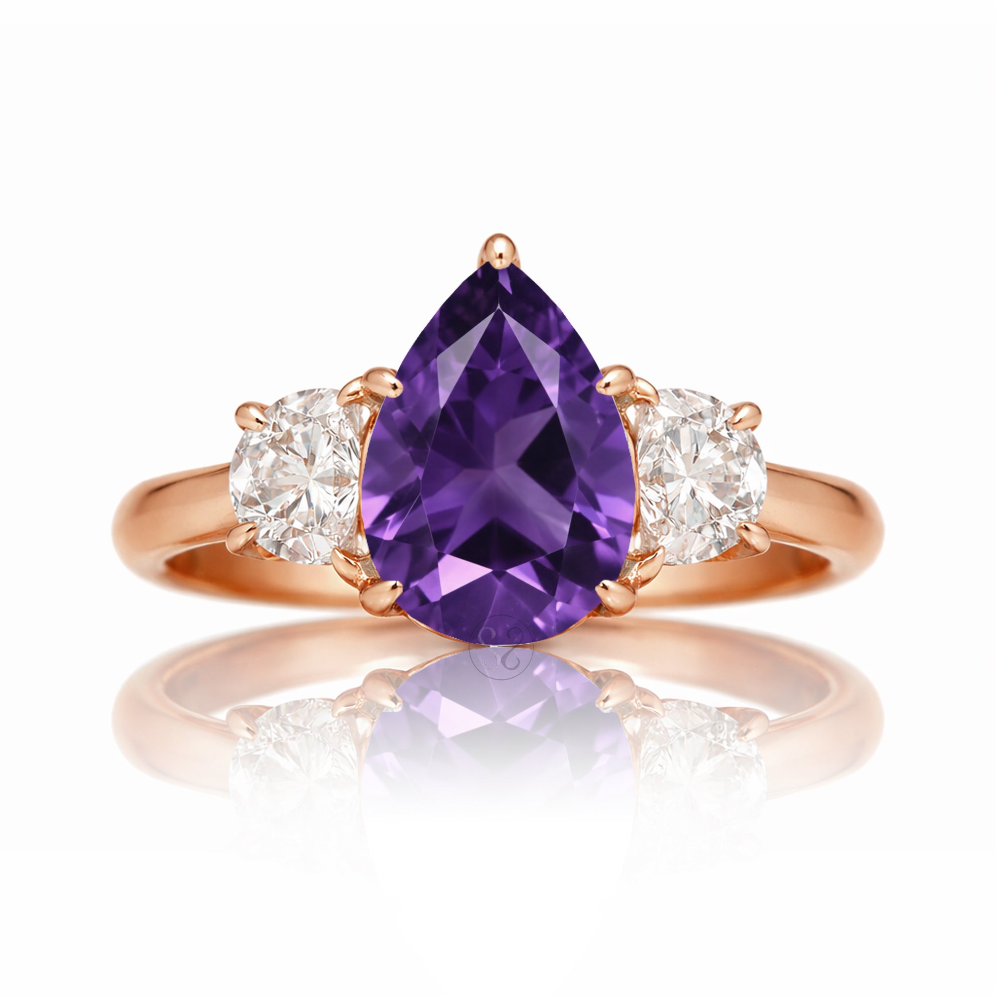 The Claire Pear Cut Amethyst Half Moon Ring
