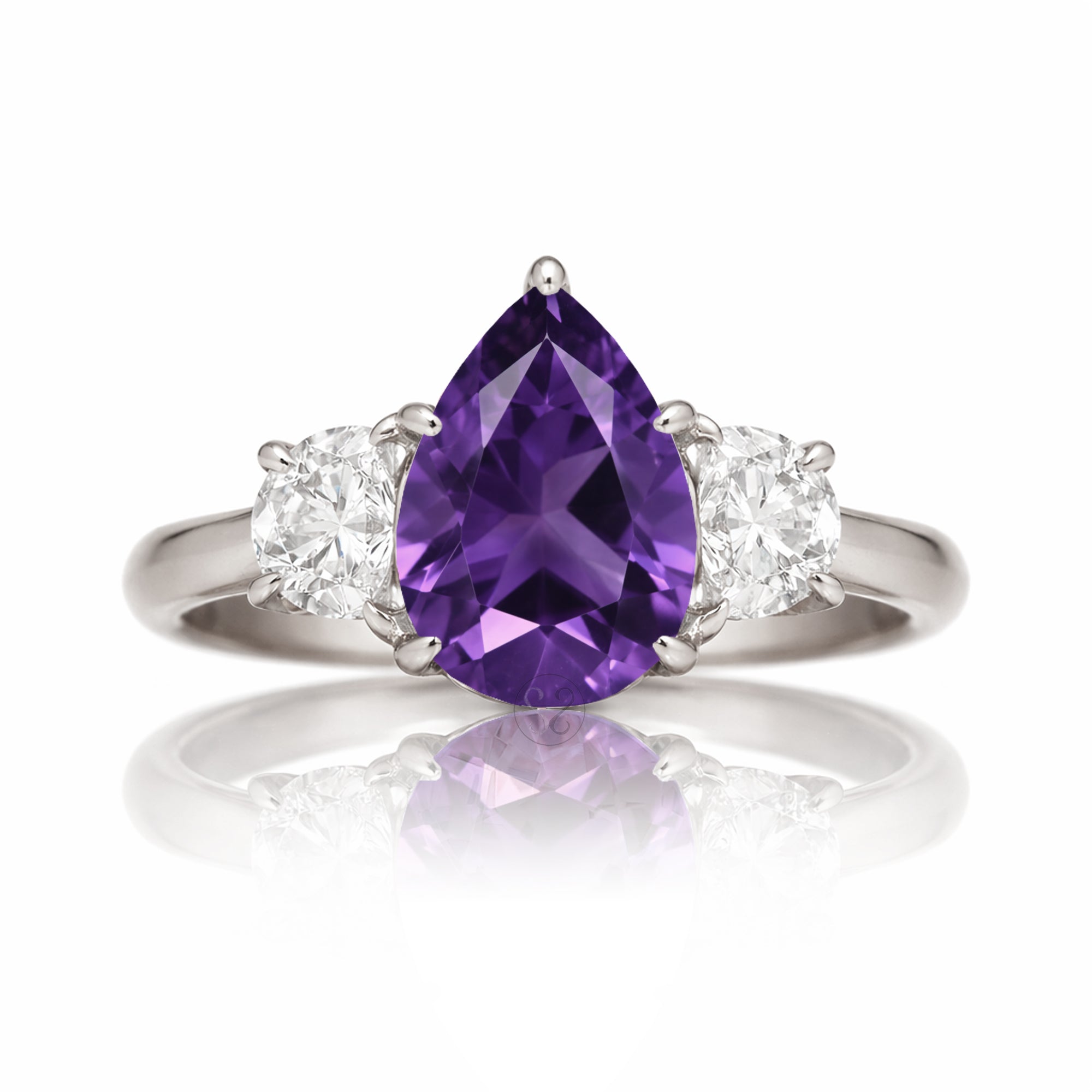 The Claire Pear Cut Amethyst Half Moon Ring