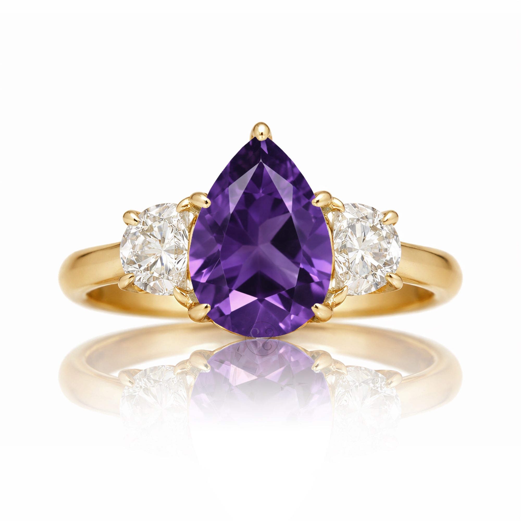 The Claire Pear Cut Amethyst Half Moon Ring