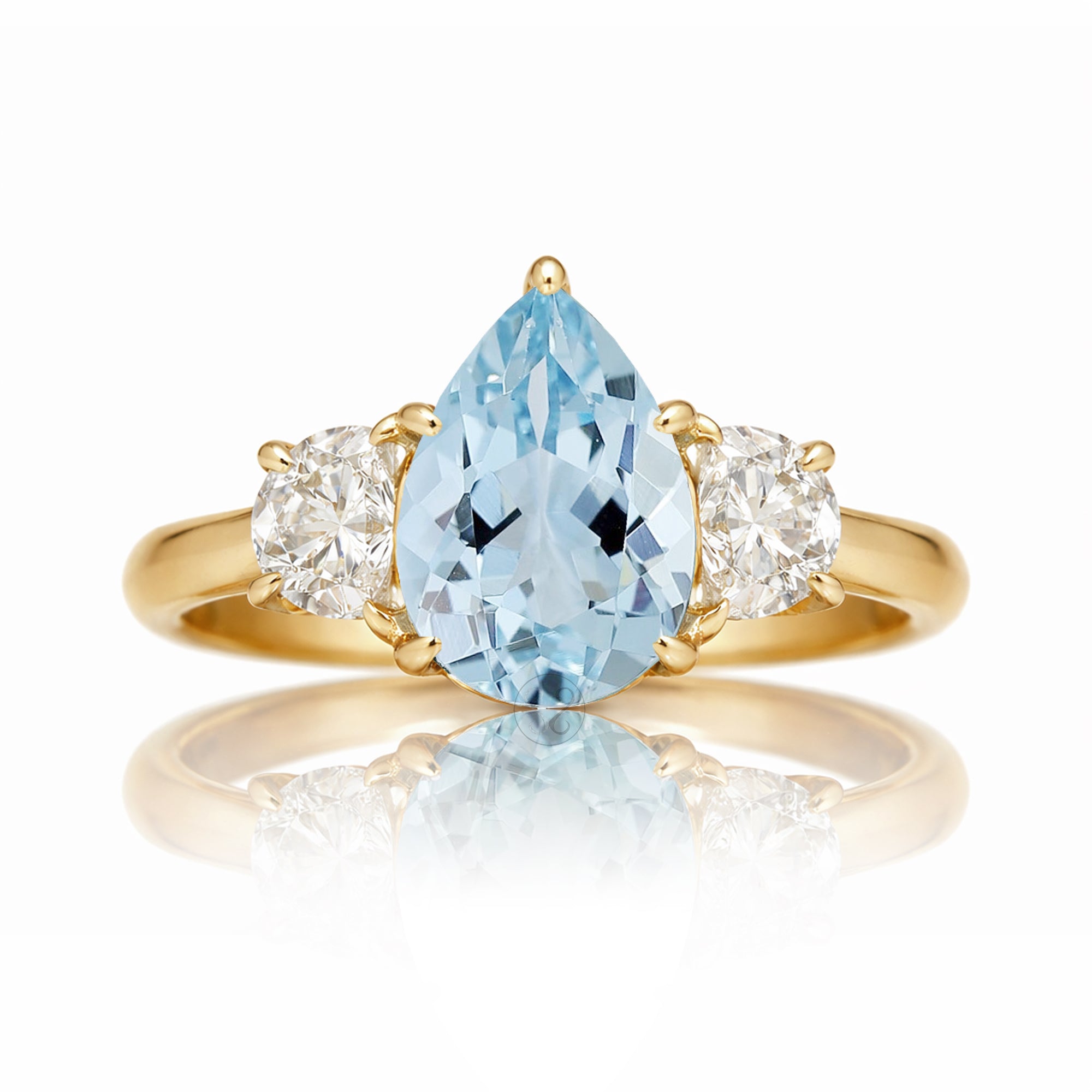 Pear Aquamarine past present yellow gold