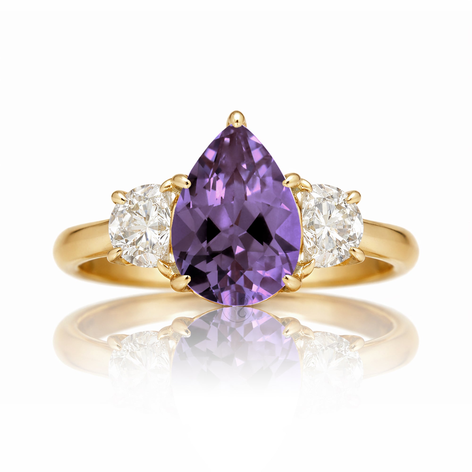 The Claire Pear Cut Amethyst Half Moon Ring