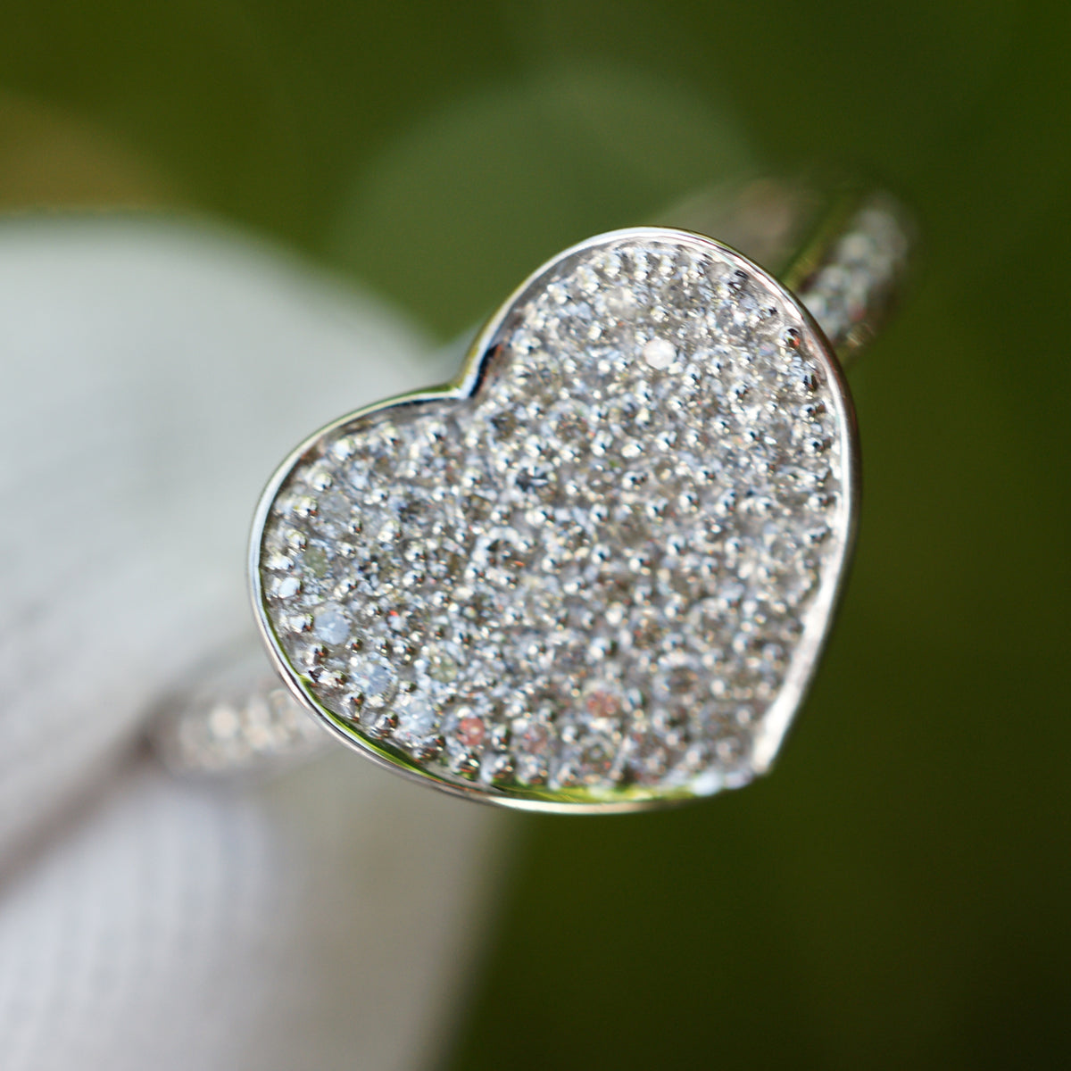Heart Pave Diamond Ring (1/2 inch)