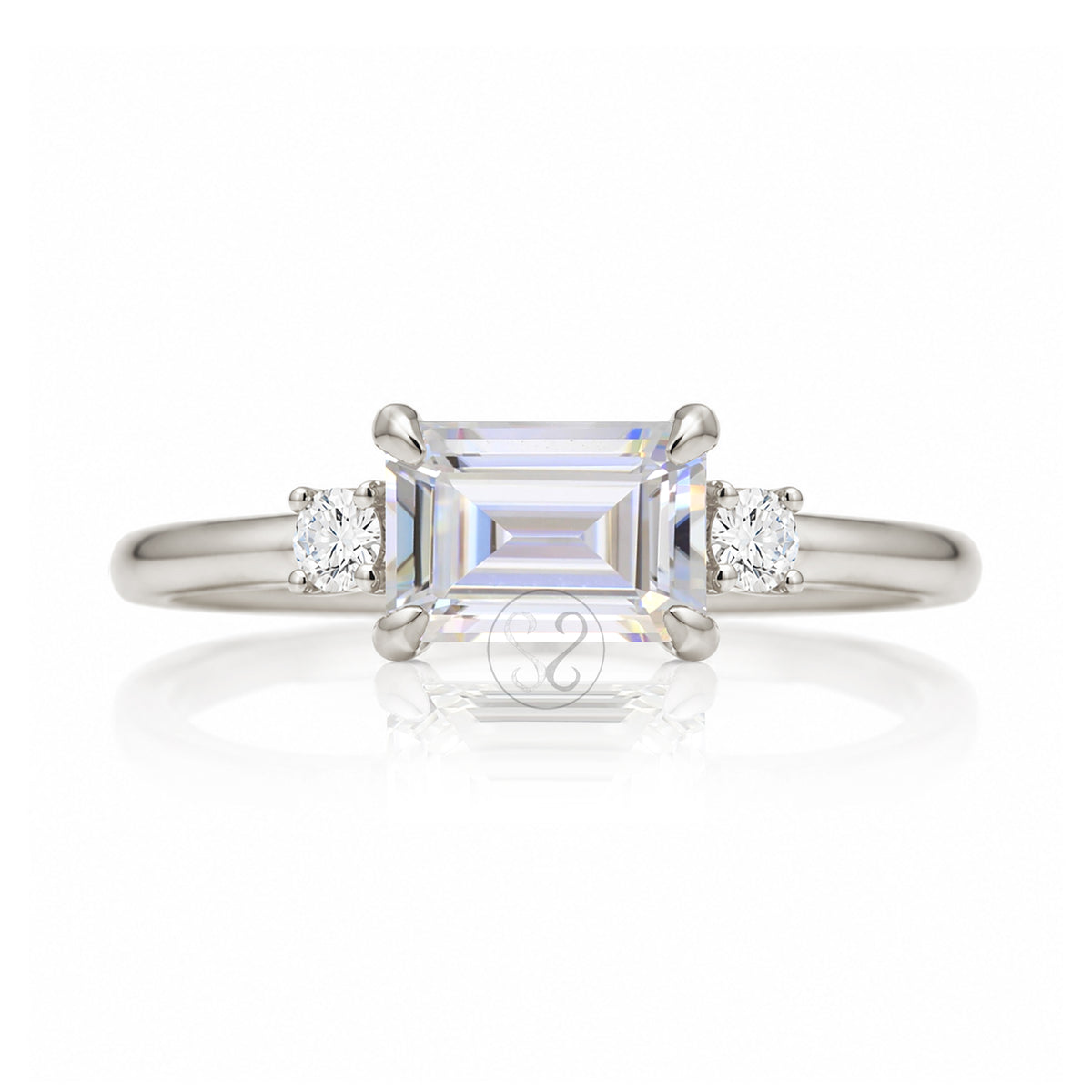 The Lena Emerald Step Cut Moissanite Ring