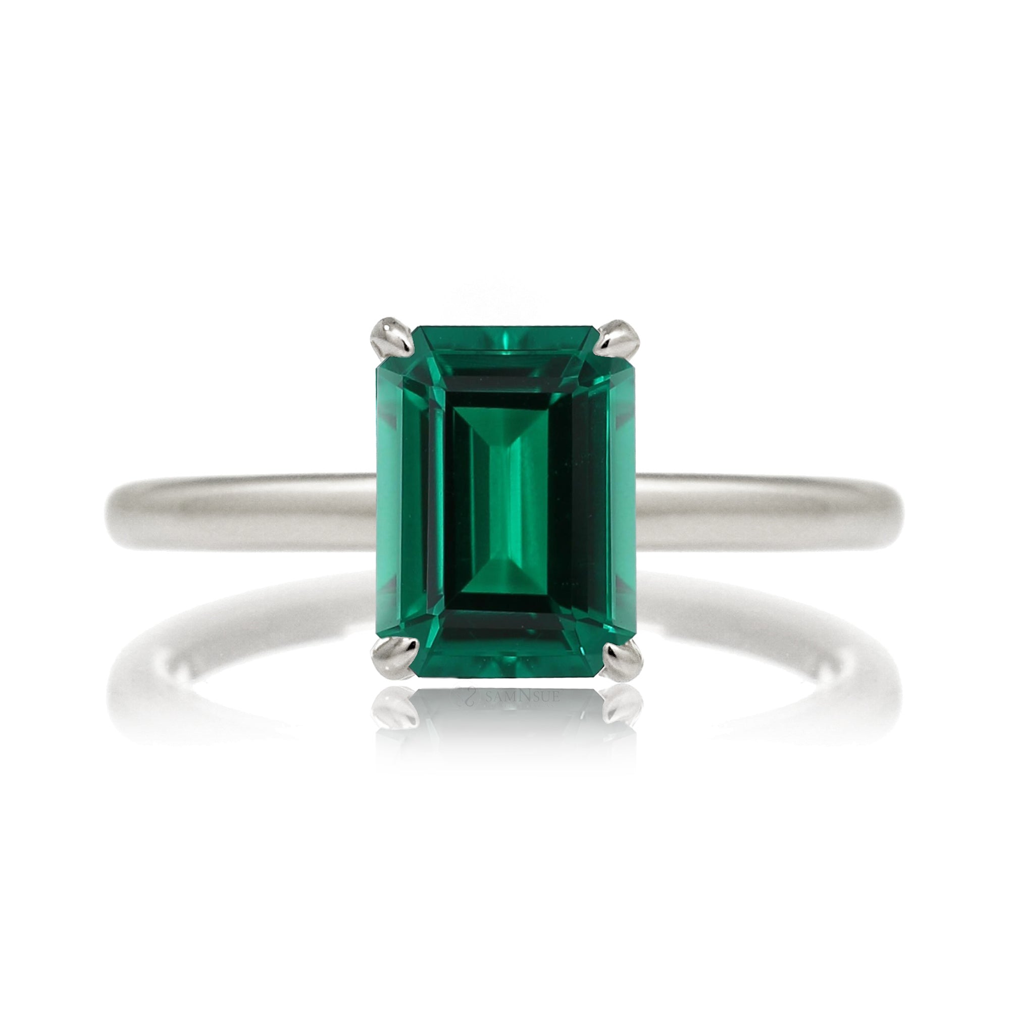 The Lucy Step Emerald Cut Emerald Ring (Lab-Grown)