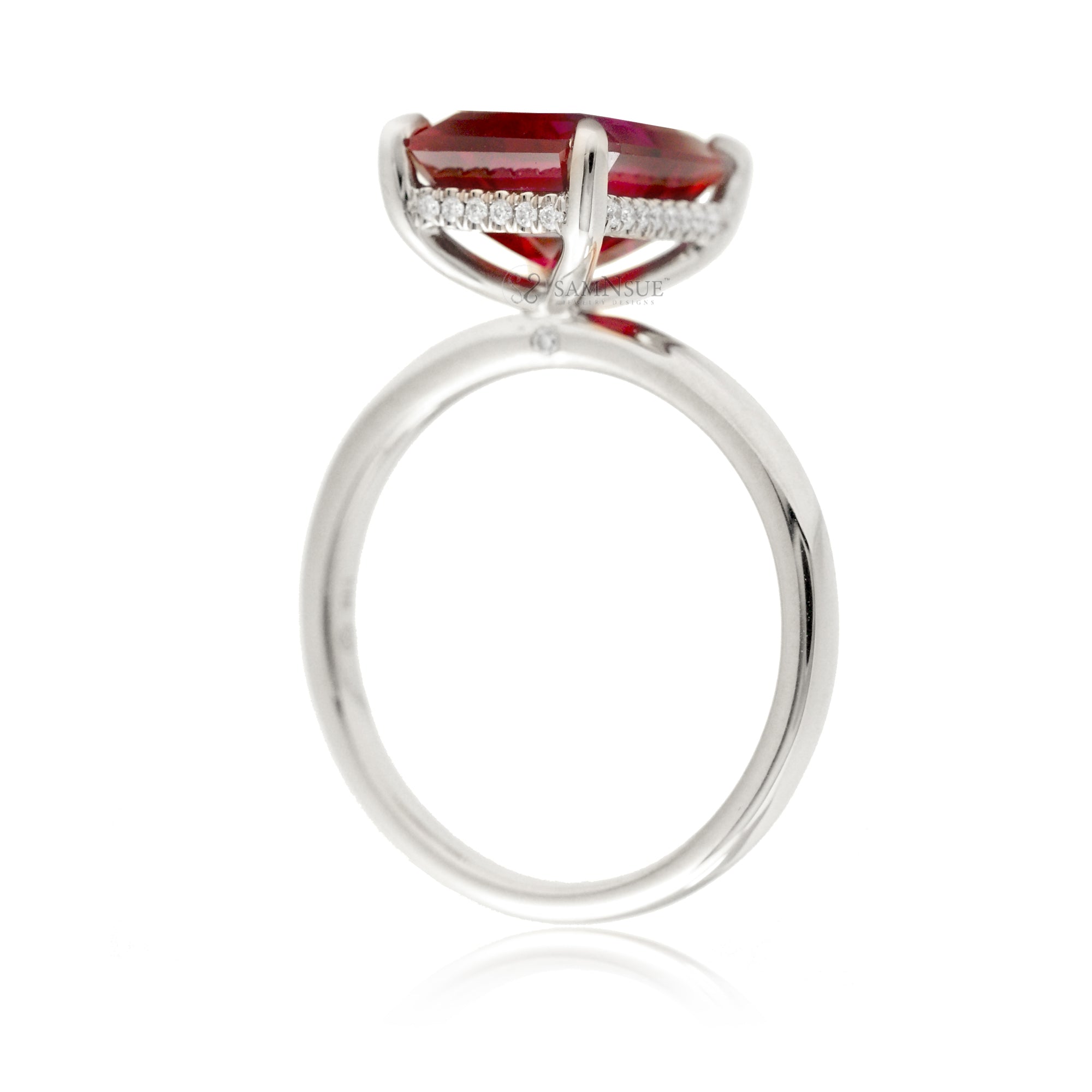 The Lucy Emerald Step Cut Ruby Ring (Lab-Grown)