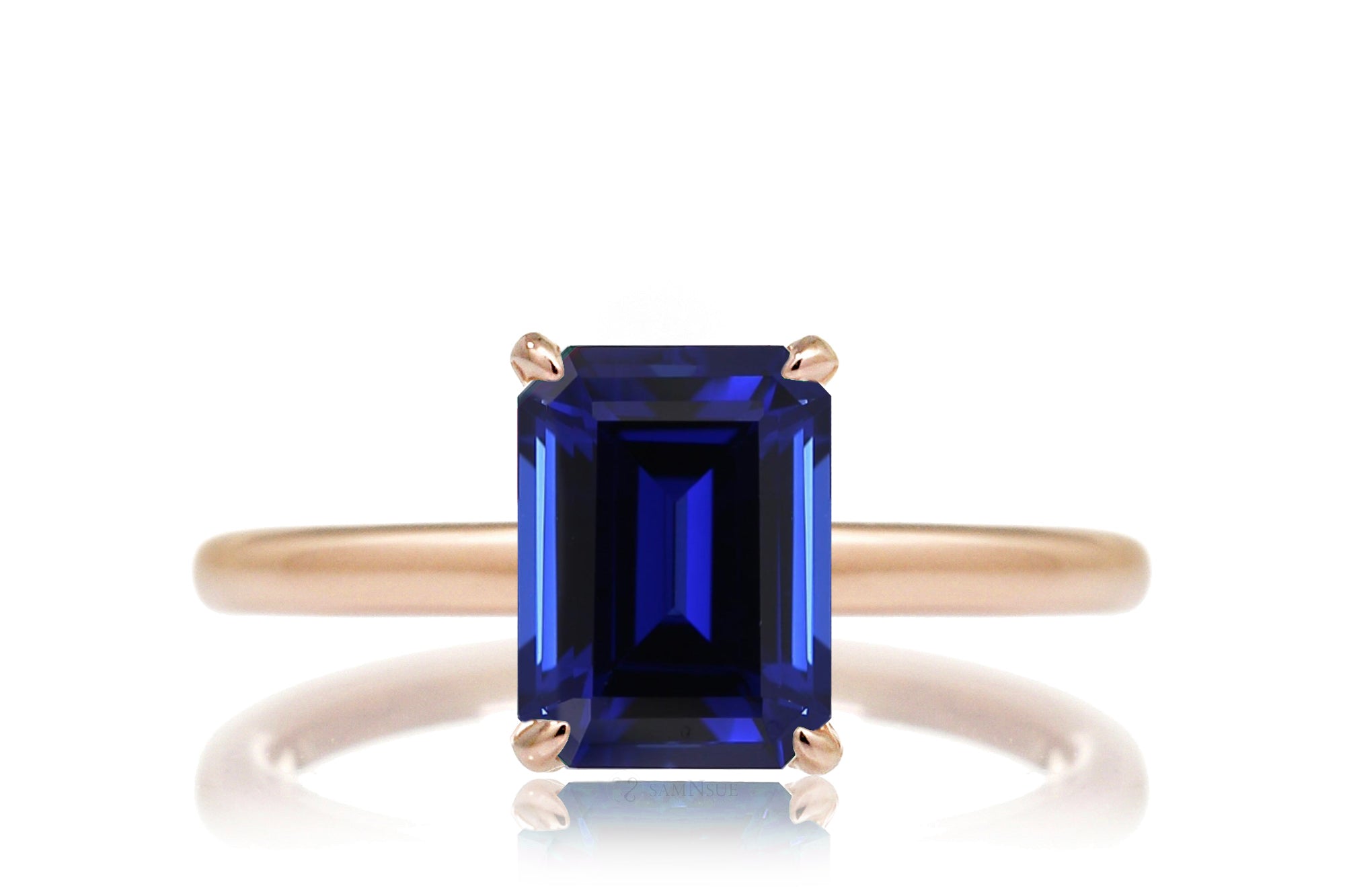 The Lucy Step Emerald Cut Sapphire Ring (Lab-Grown)