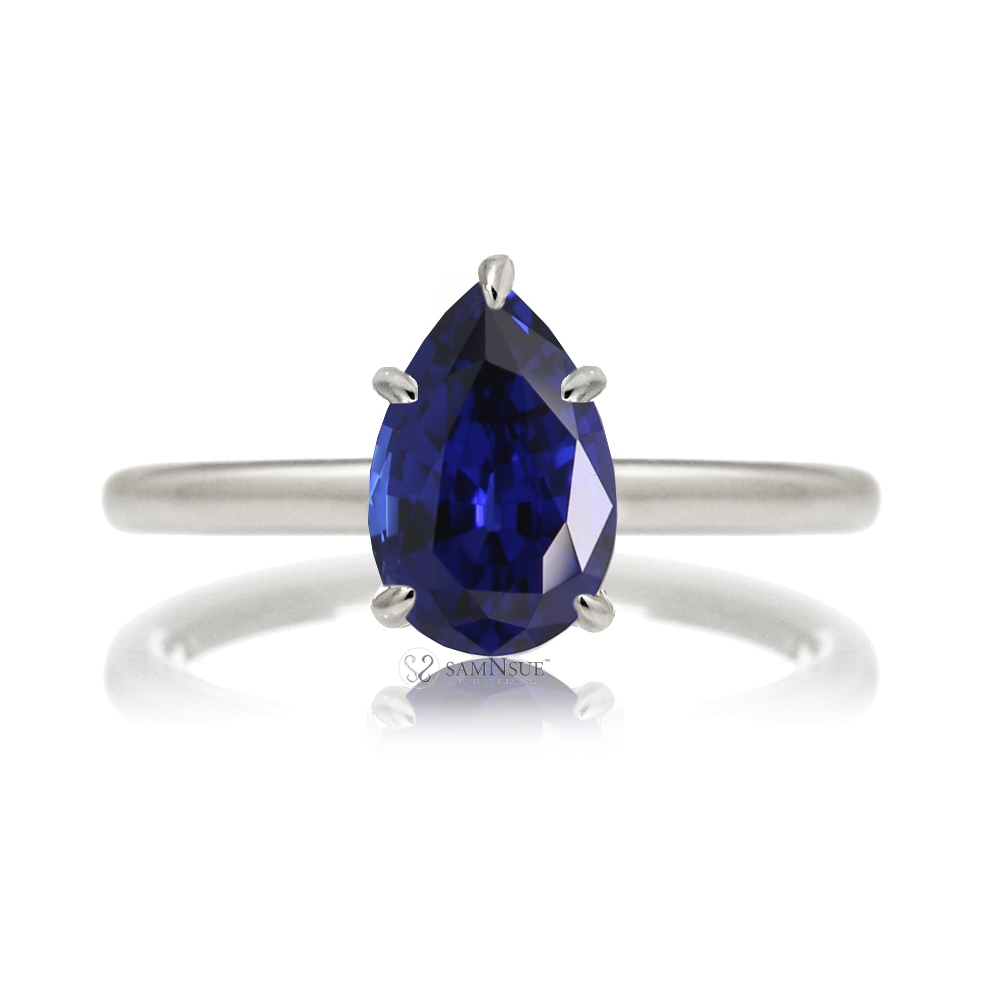 The Lucy Pear Cut Blue Sapphire Ring (Lab-Grown)