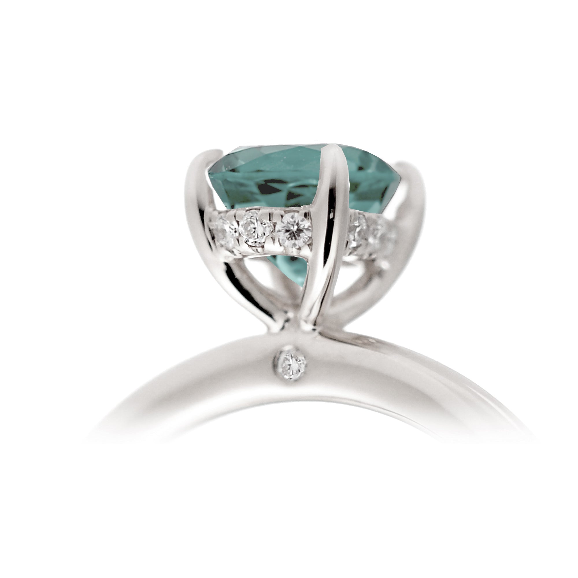 Princess cut lab green sapphire solitaire engagement ring in white gold