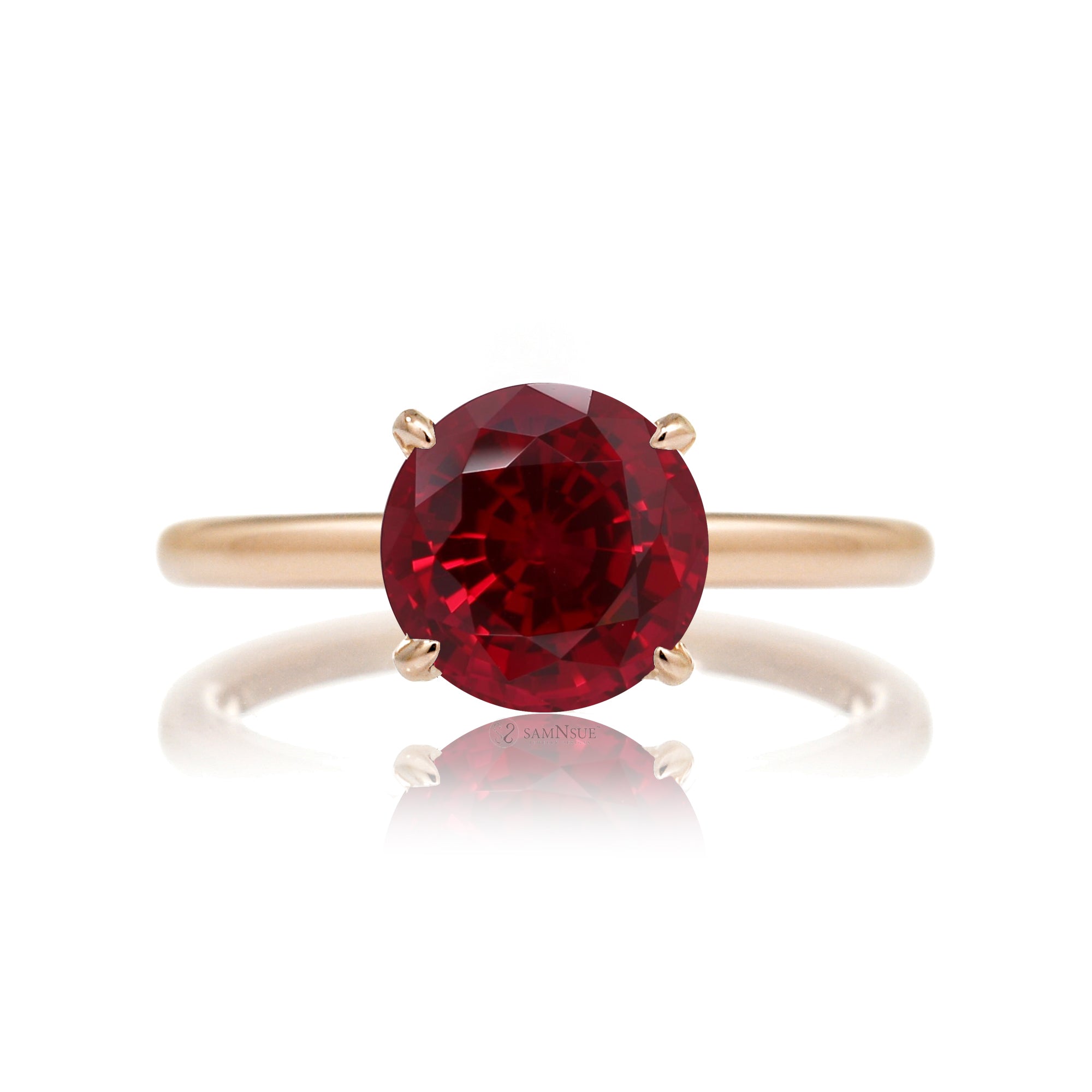 The Lucy Round Cut Ruby Ring (Lab-Grown)