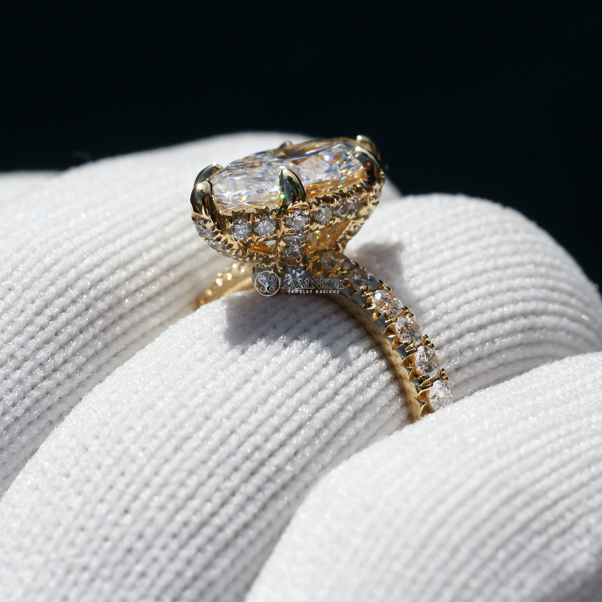 Marquise cut diamond solitaire engagement ring hidden halo the drenched yellow gold