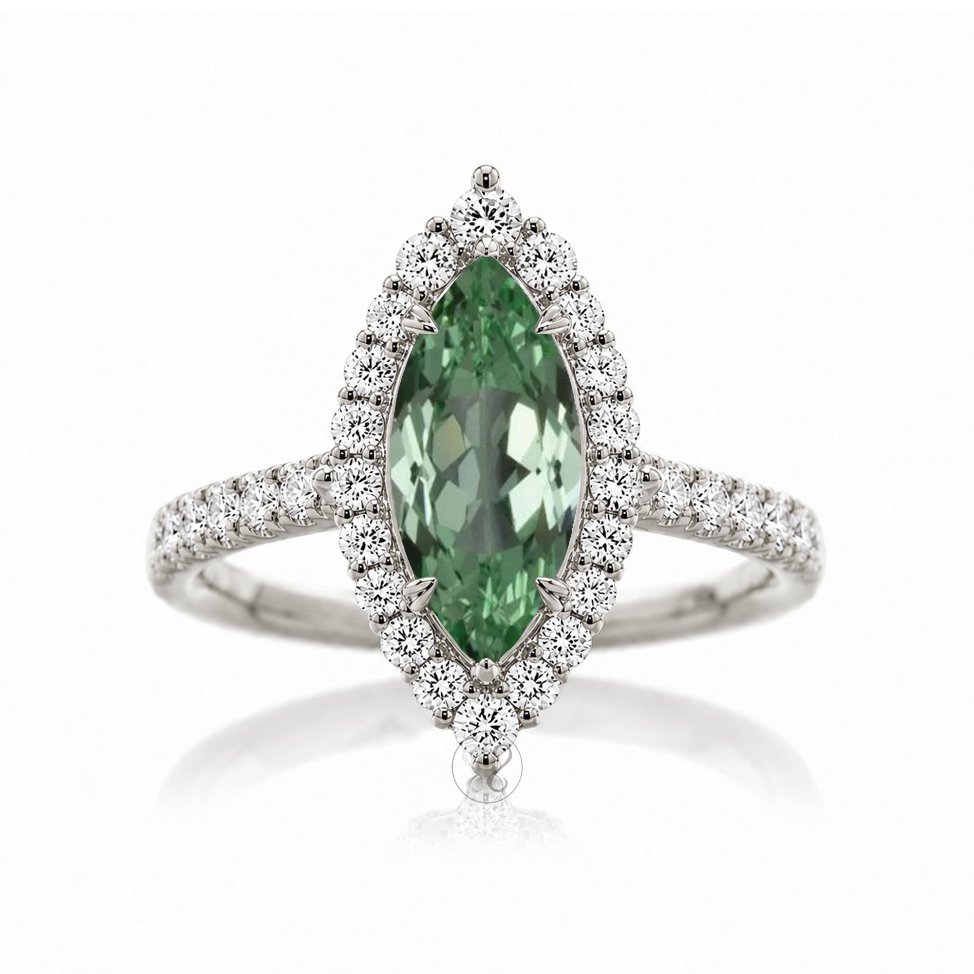 The Haley Marquise Cut Green Sapphire Ring