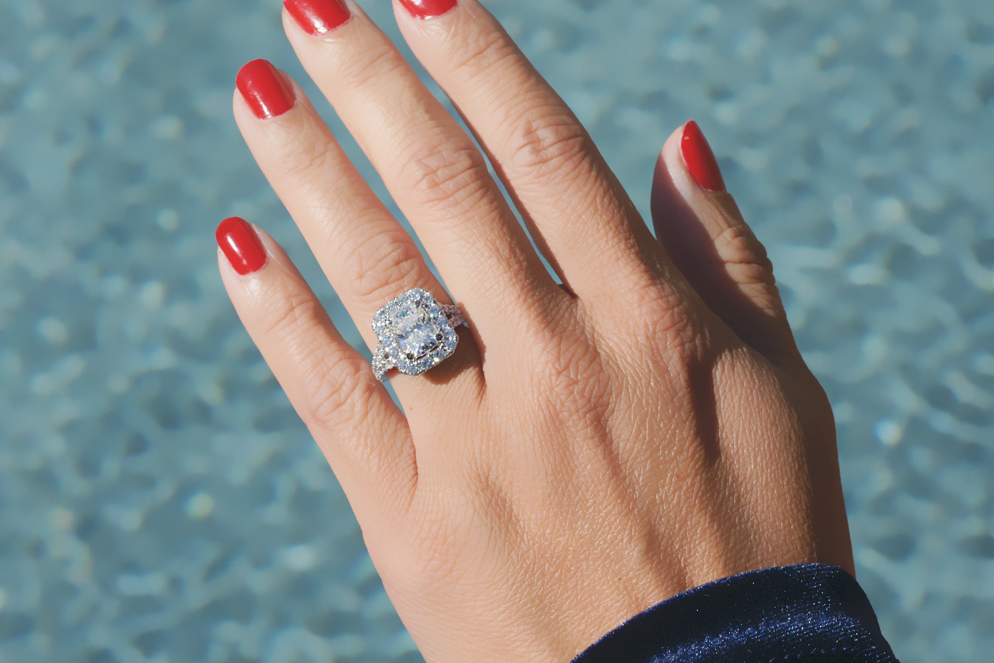 Janie-Diamond: Cushion Cut Halo Diamond Engagement Ring | Ken & Dana Design