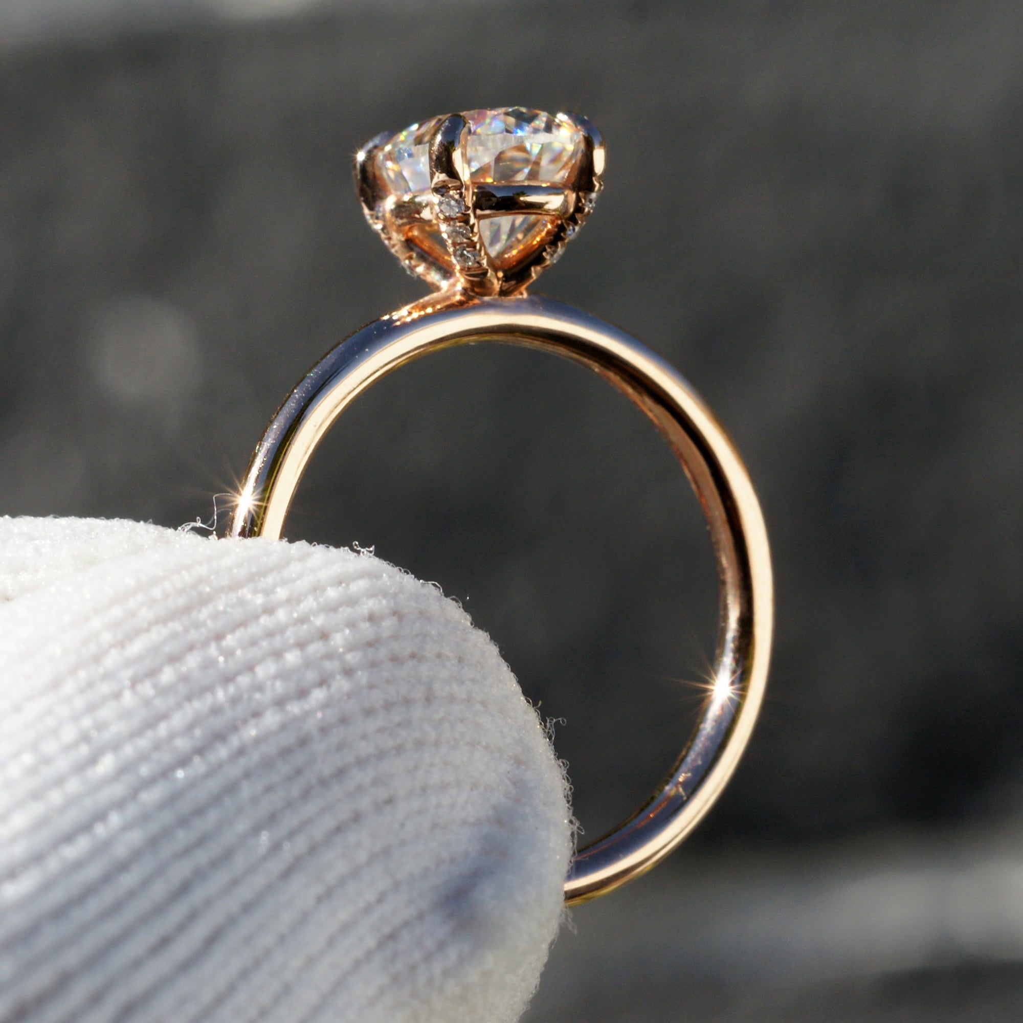 Oval Moissanite Ring 8x6mm 14k Rose Gold -The Ava (1.8mm Solid Band)