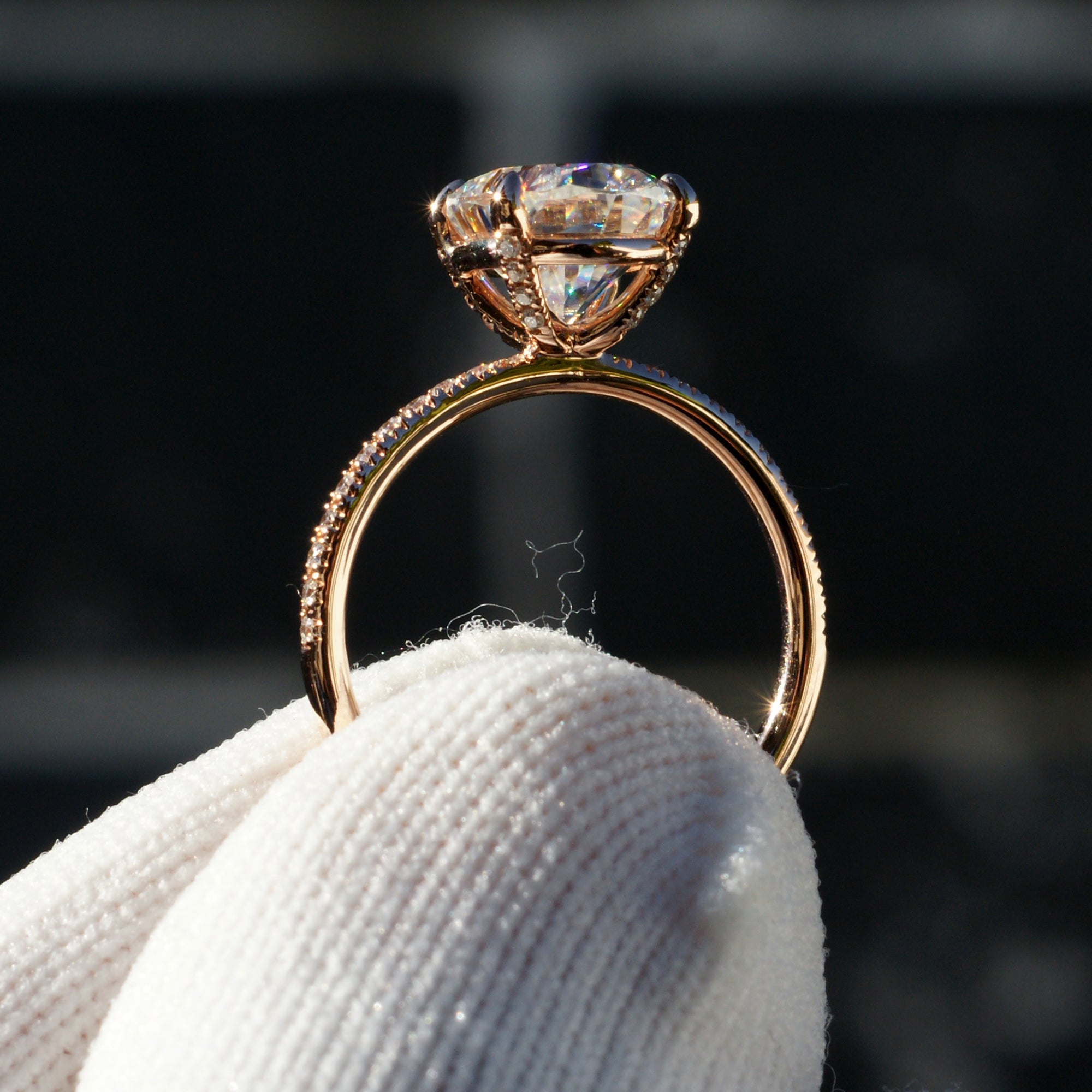 Oval Moissanite Ring 10x8mm 14k Rose Gold -The Ava (1.5mm Band)