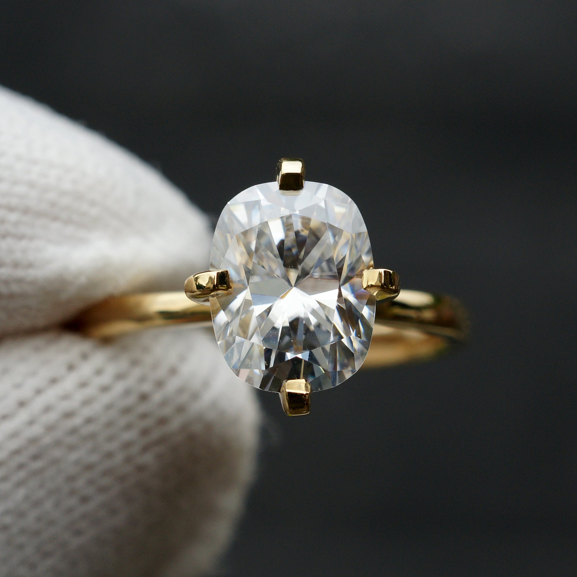 The Adeline Cushion Moissanite 9x7mm 18k Yellow Gold