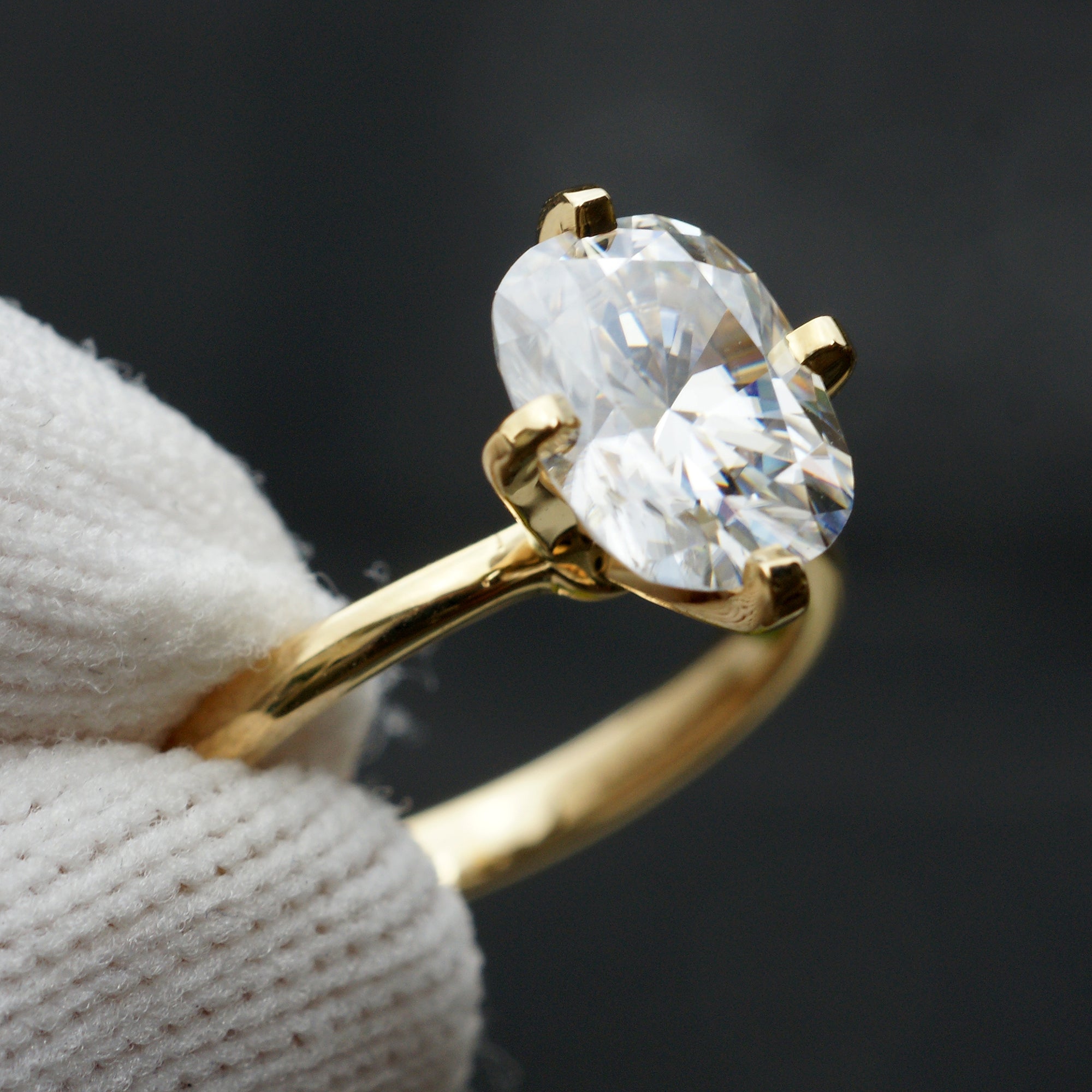The Adeline Cushion Moissanite 9x7mm 18k Yellow Gold